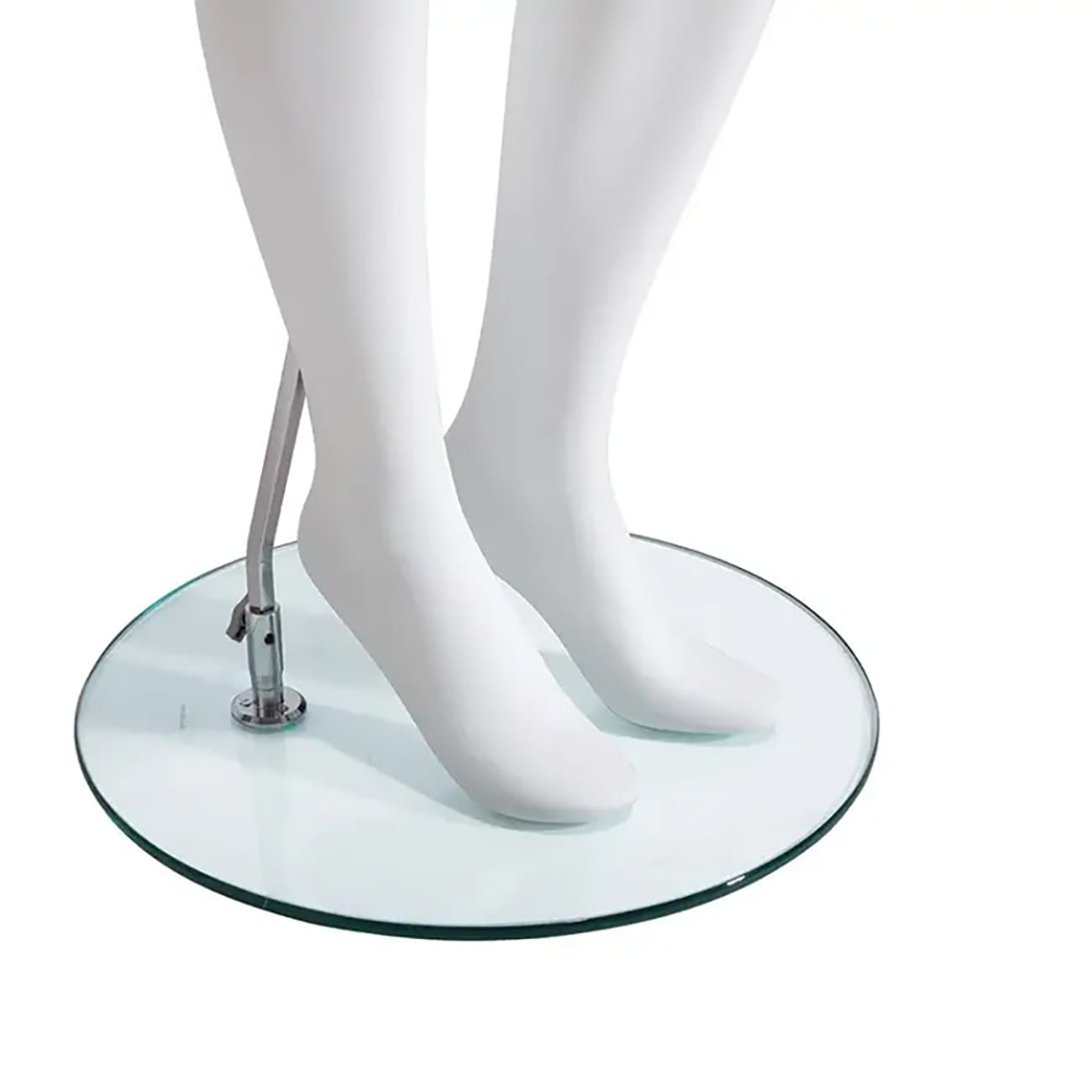 Female full body mannequin with tempered glass base