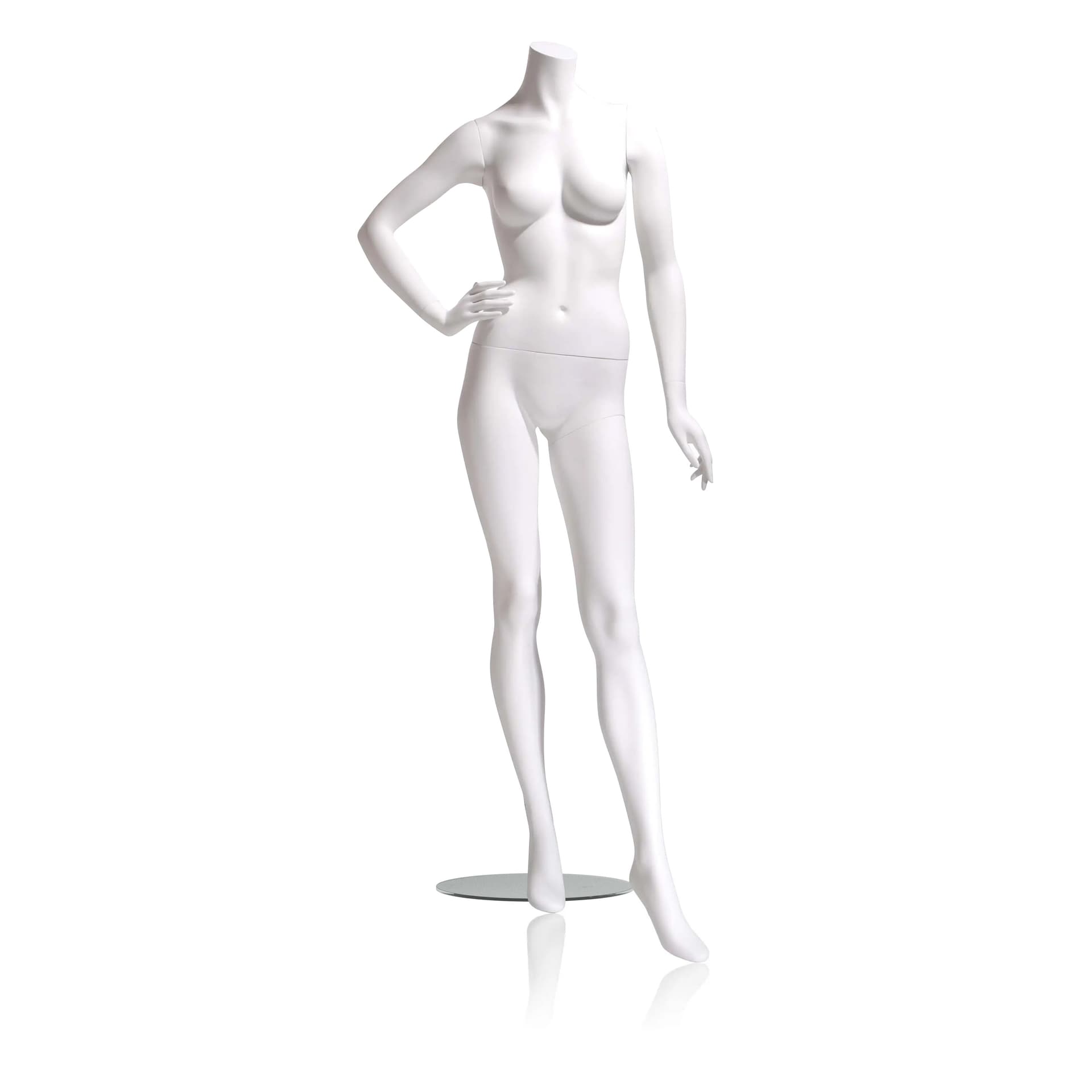 Headless female mannequins in matte white