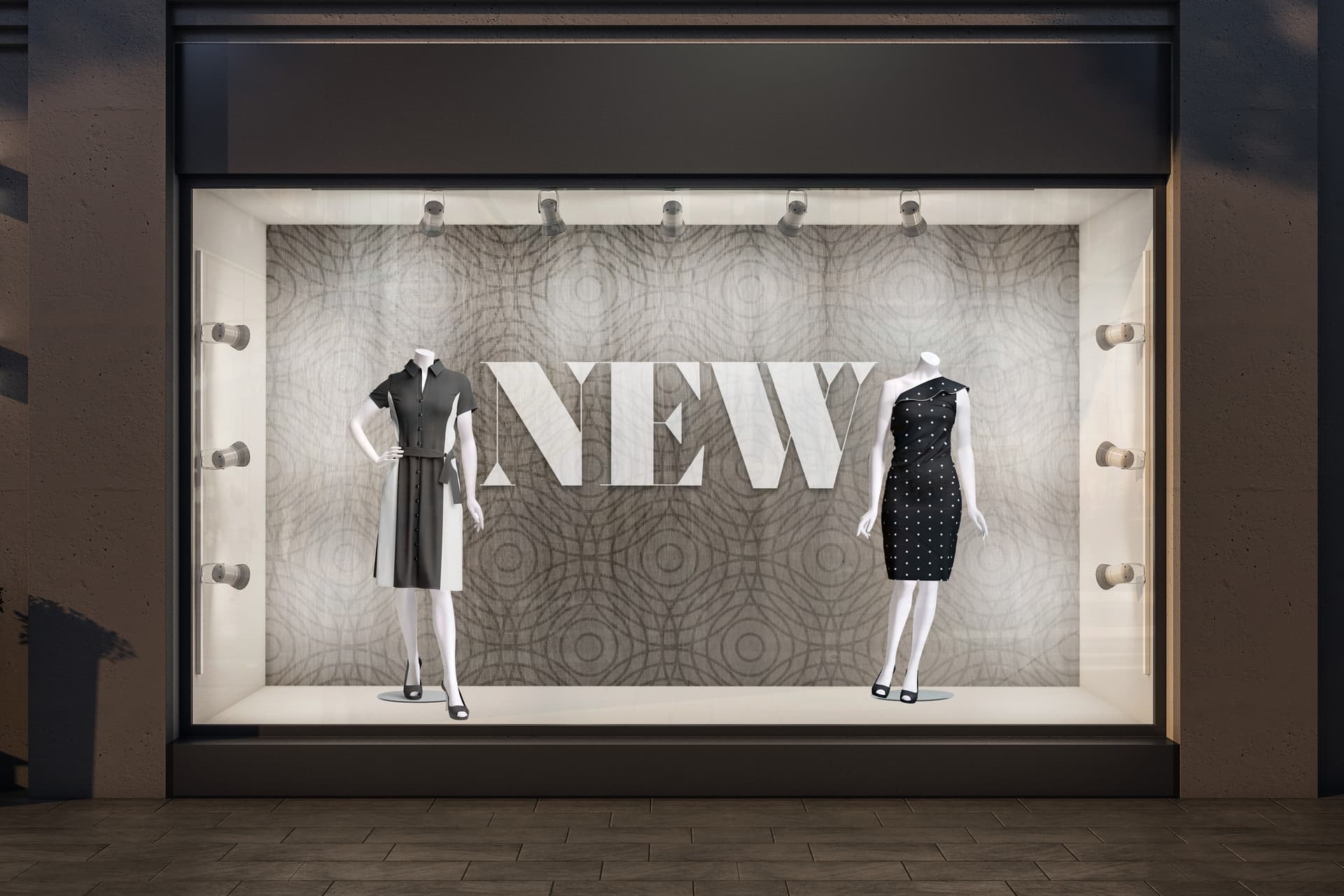 Headless female mannequin in retail store window