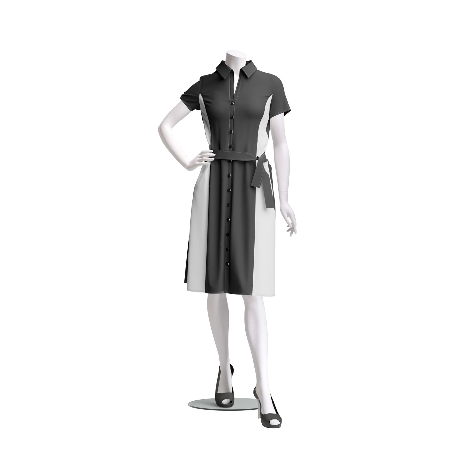 Headless female mannequins with round glass base