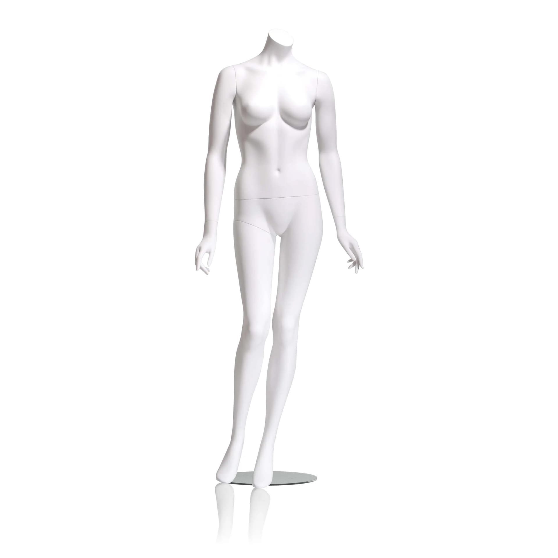 Headless female mannequins in matte white