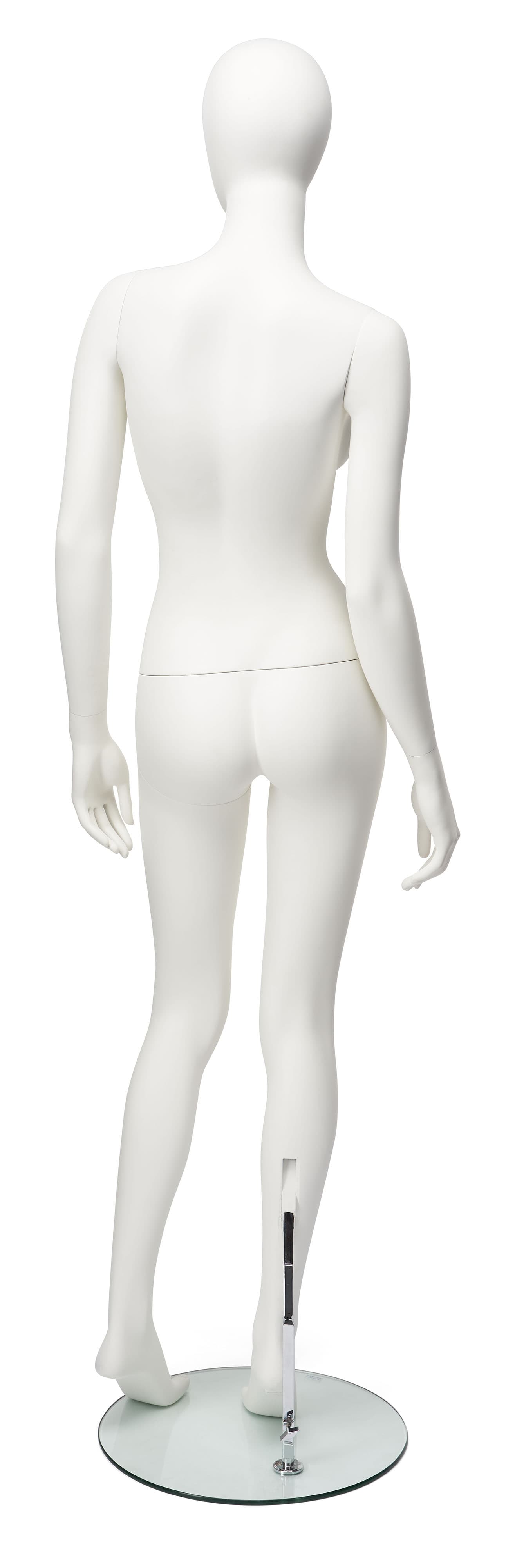 Abstract female mannequin with transparent round base 