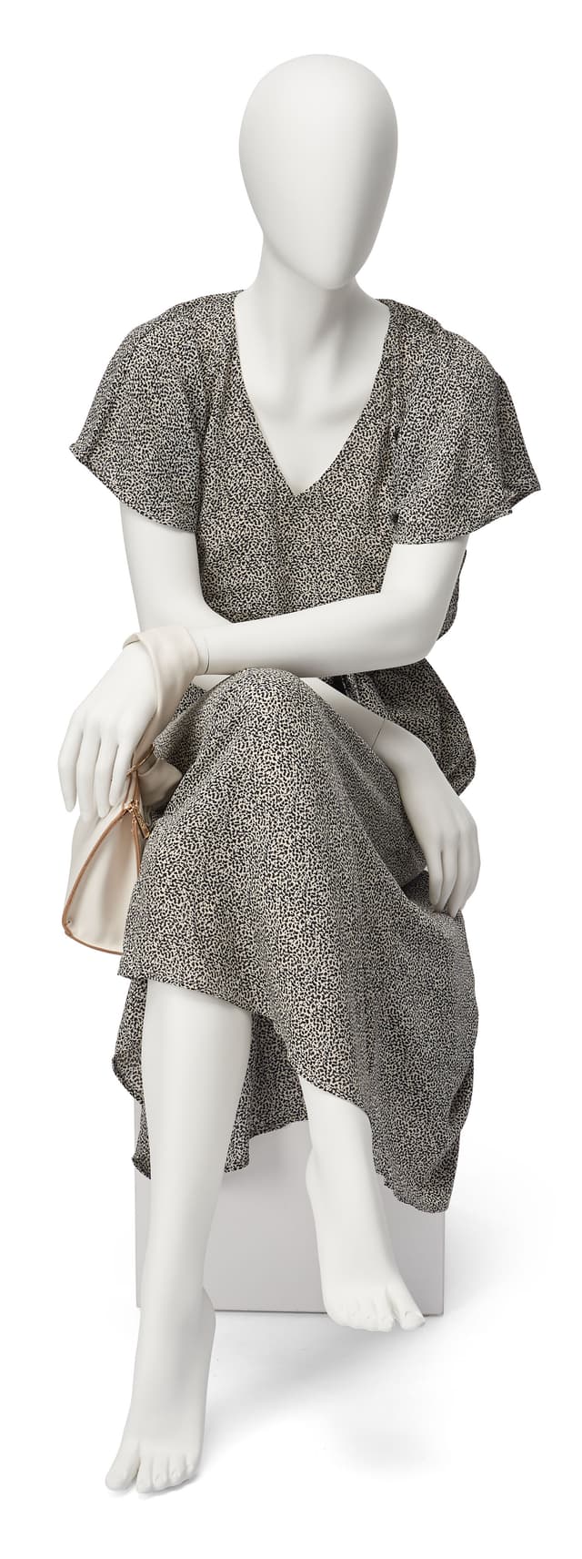 Plastic Female Mannequin With Hands On Hips - 69 Inch Tall, Full Body, Includes Glass Base & Calf Rod