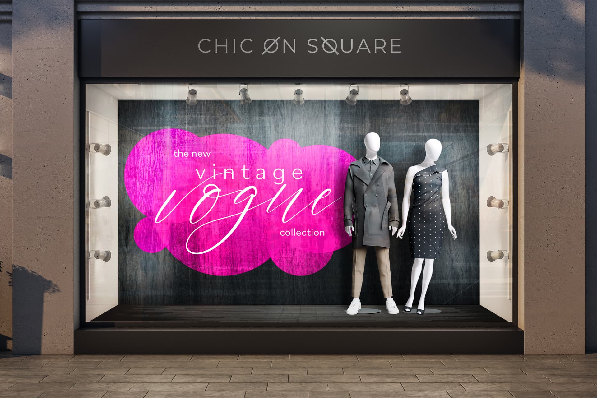 Female full body mannequins in storefront window