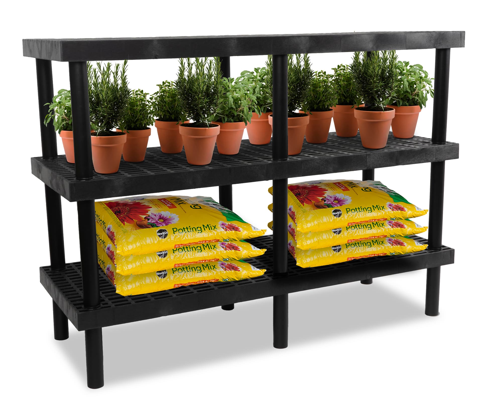 Greenhouse 3-tier plant shelf with an overall height of 48 inches