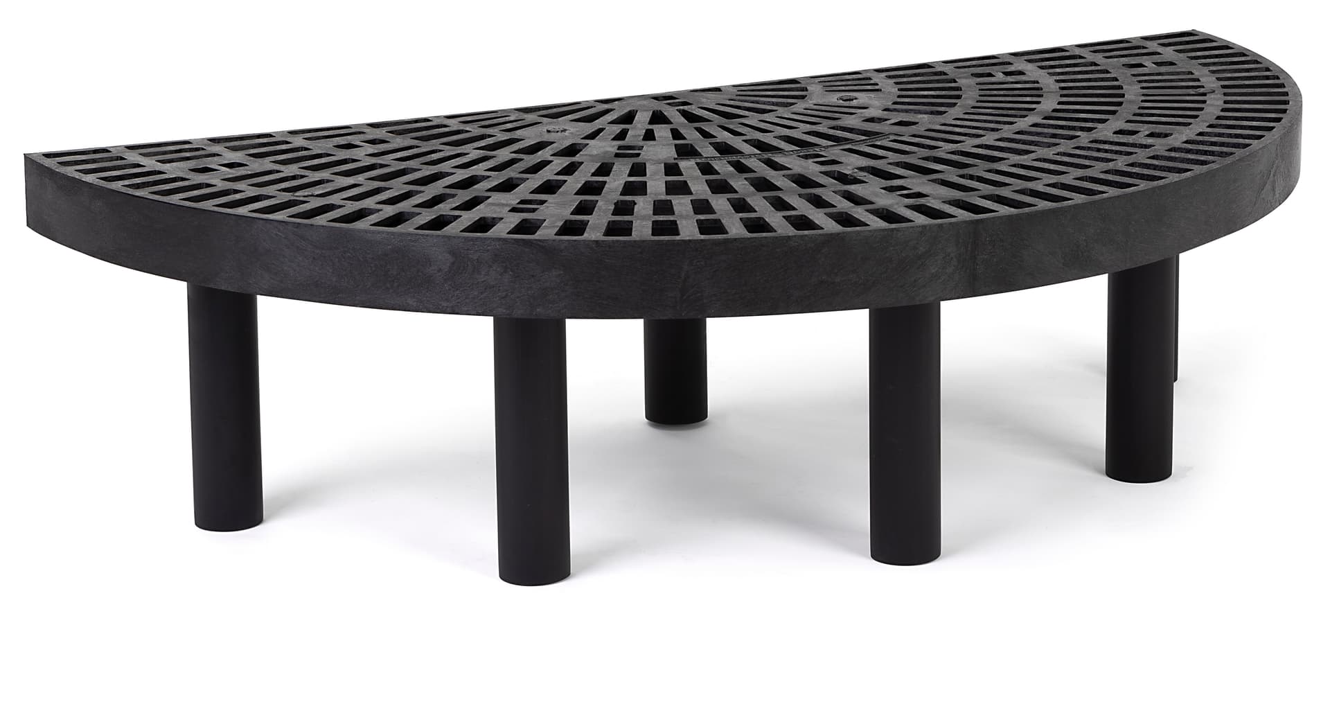 Single level half round endcap display with durable polyethylene construction