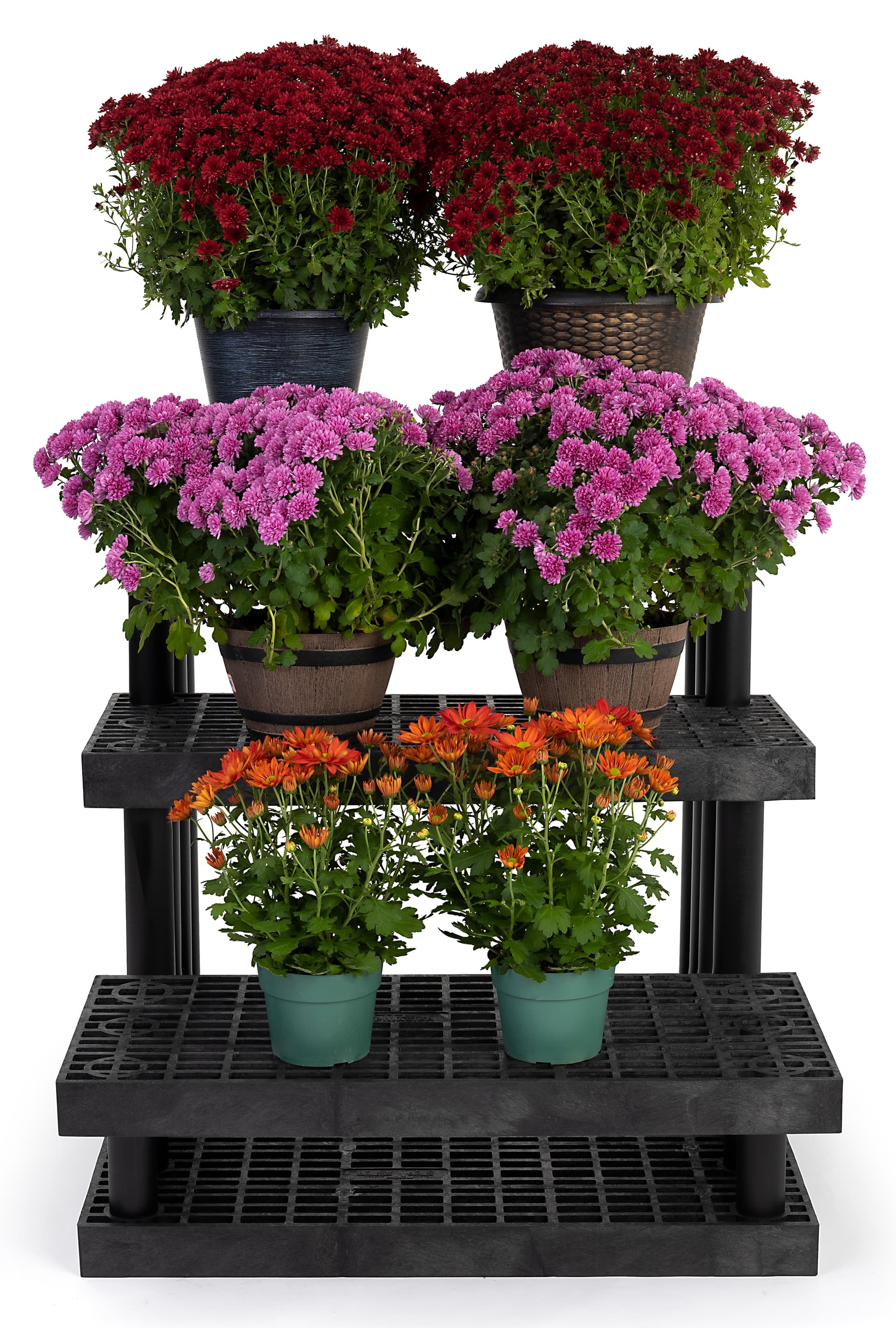 3 tier outdoor display with matte black finish 