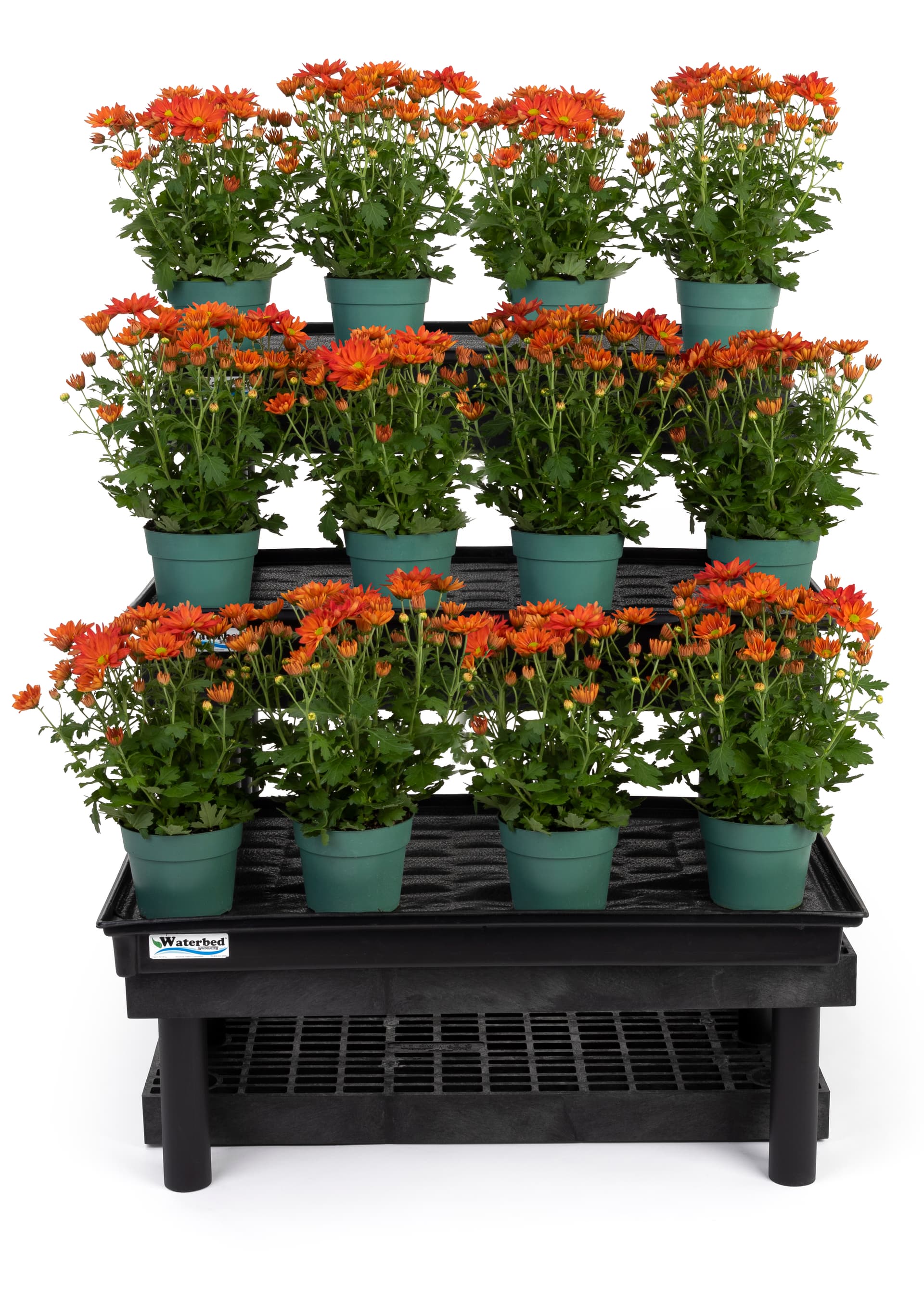 Floor standing 3 tier plastic garden center display rack with weather resistant build