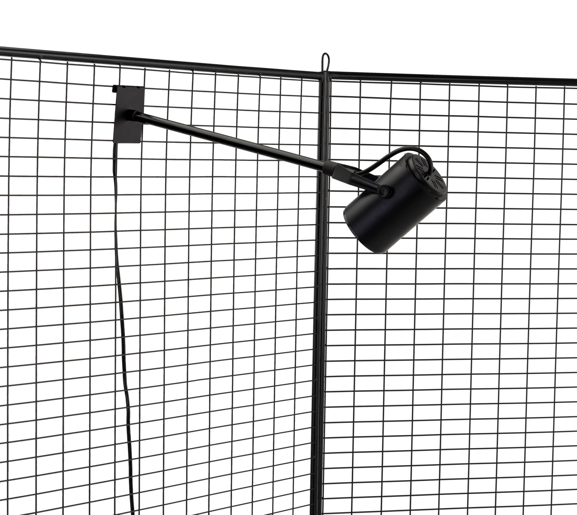 Gridwall lighting fixture with latch on placement style
