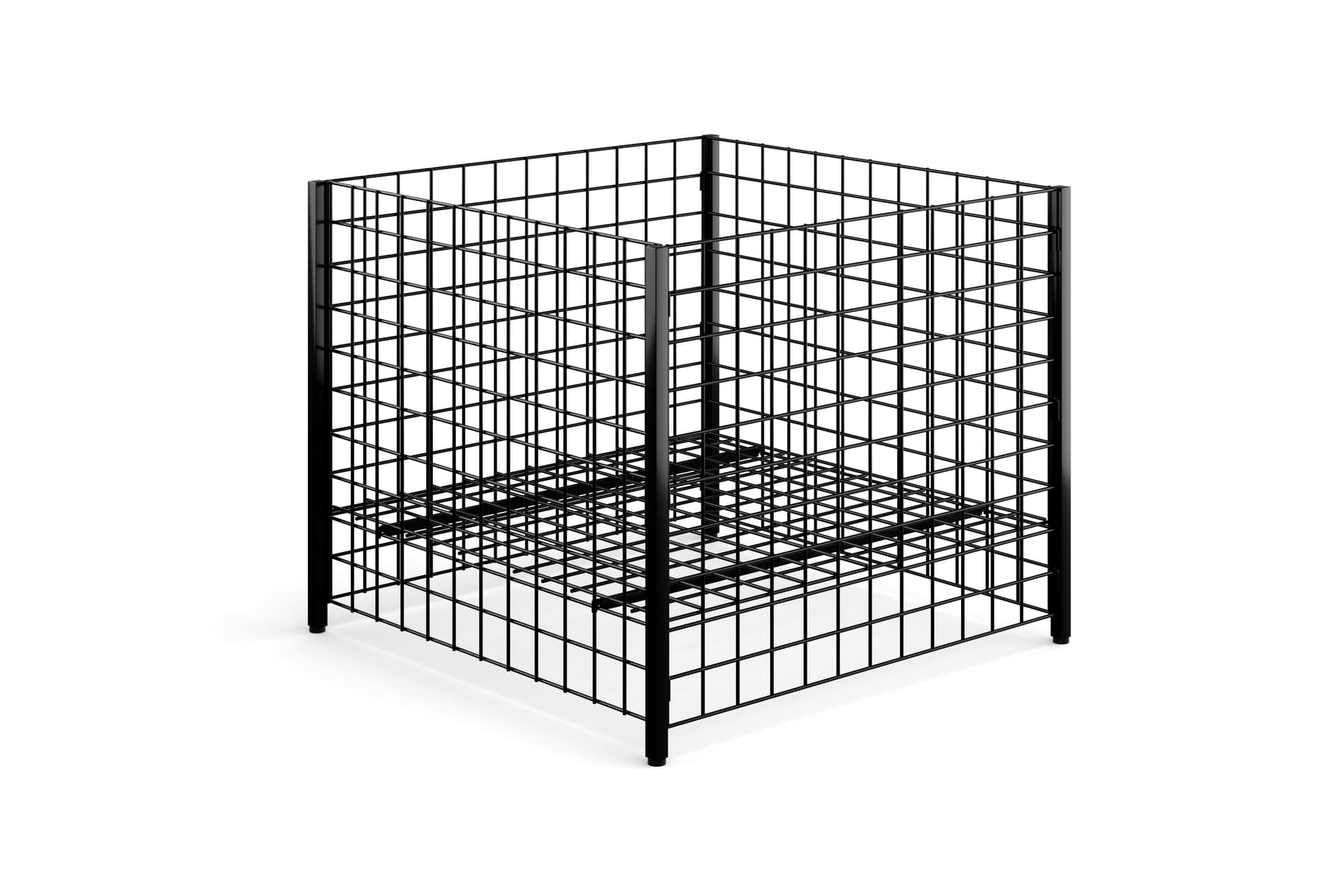 Wire dump bins with adjustable shelf