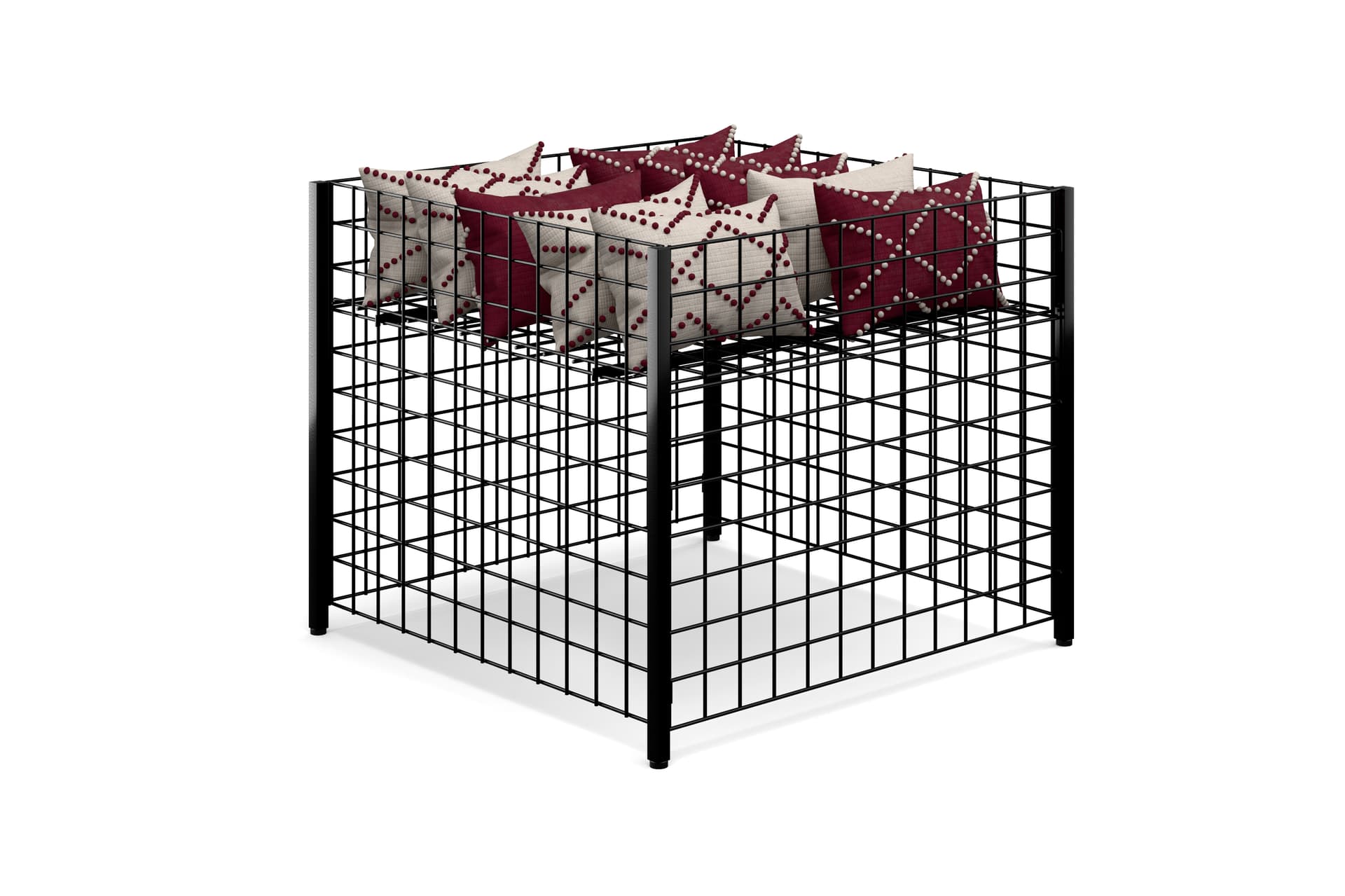 Wire dump bins with raised shelf