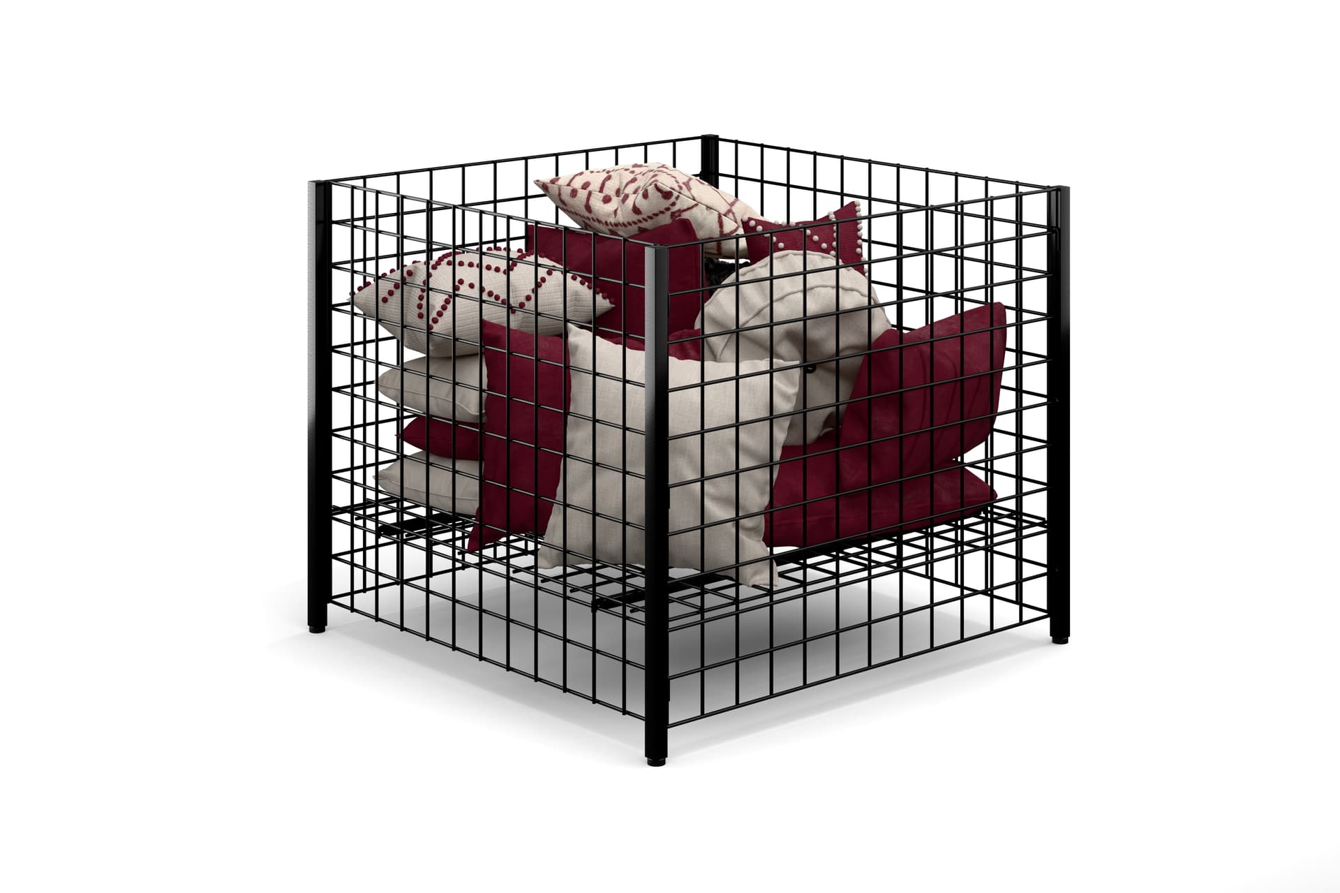 Wire dump bins for bulk merchandise