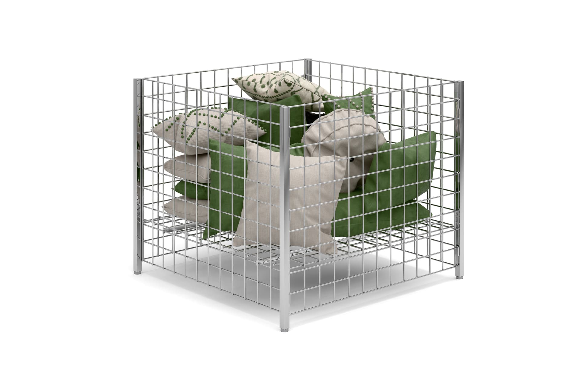 Wire dump bins in chrome