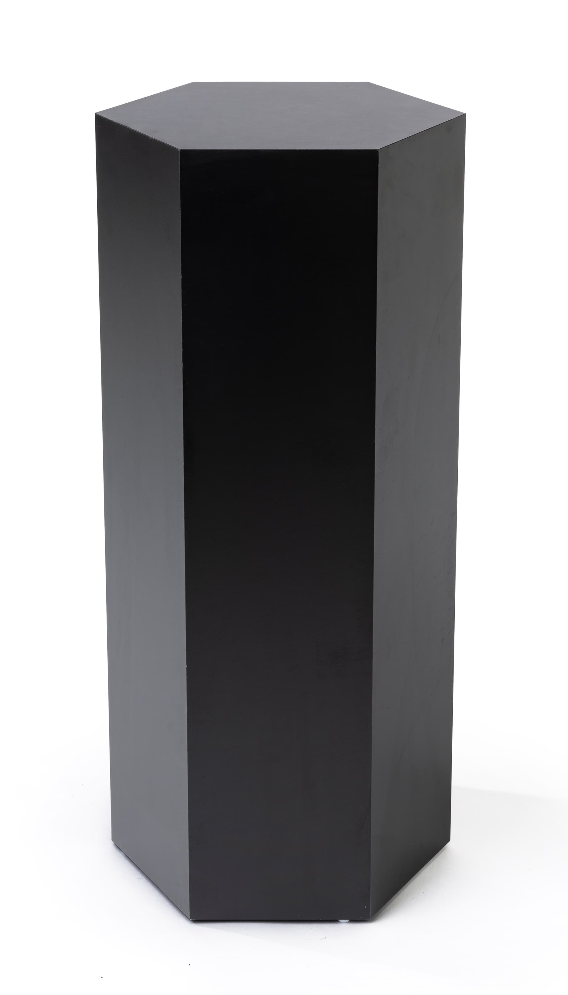Hexagon retail pedestal with height of 30 inches