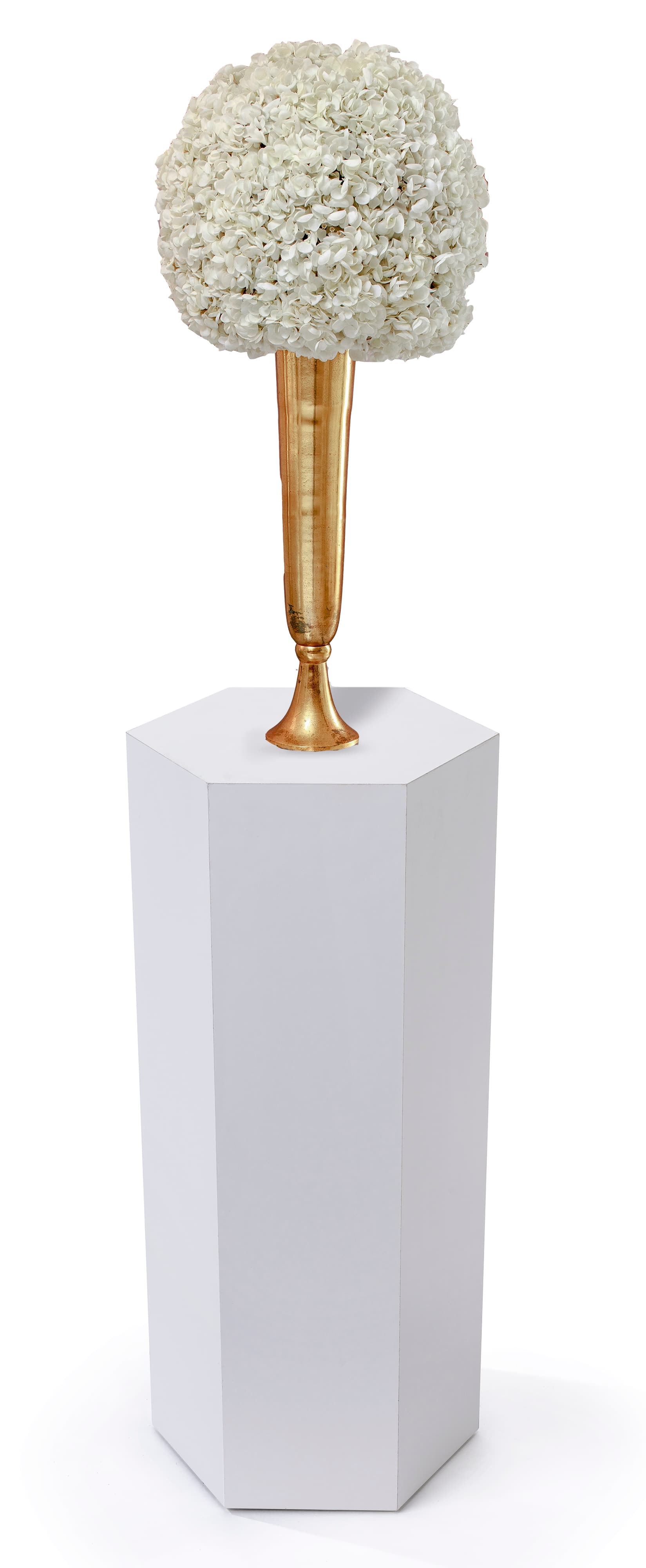 Hexagonal display pedestal with 50 pound max weight capacity