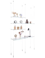 Glass shelves for SMHGSET4 cable shelving system with four double-shelf clamps included