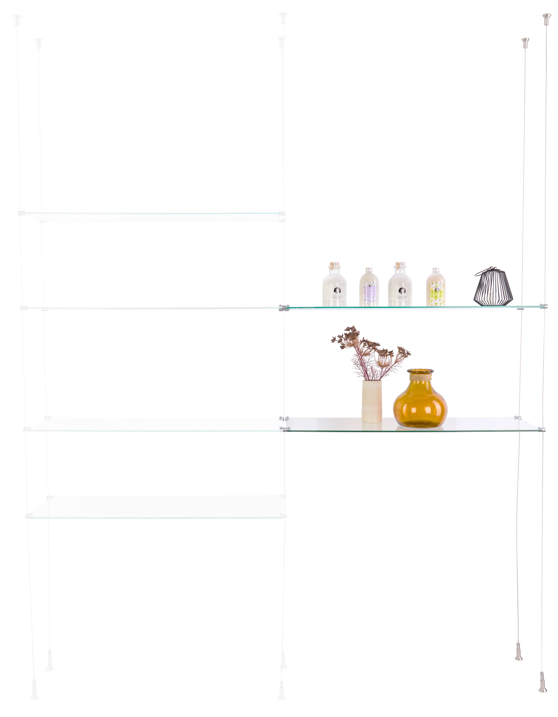 Glass shelves for SMHGSET4 cable shelving system with versatile construction 