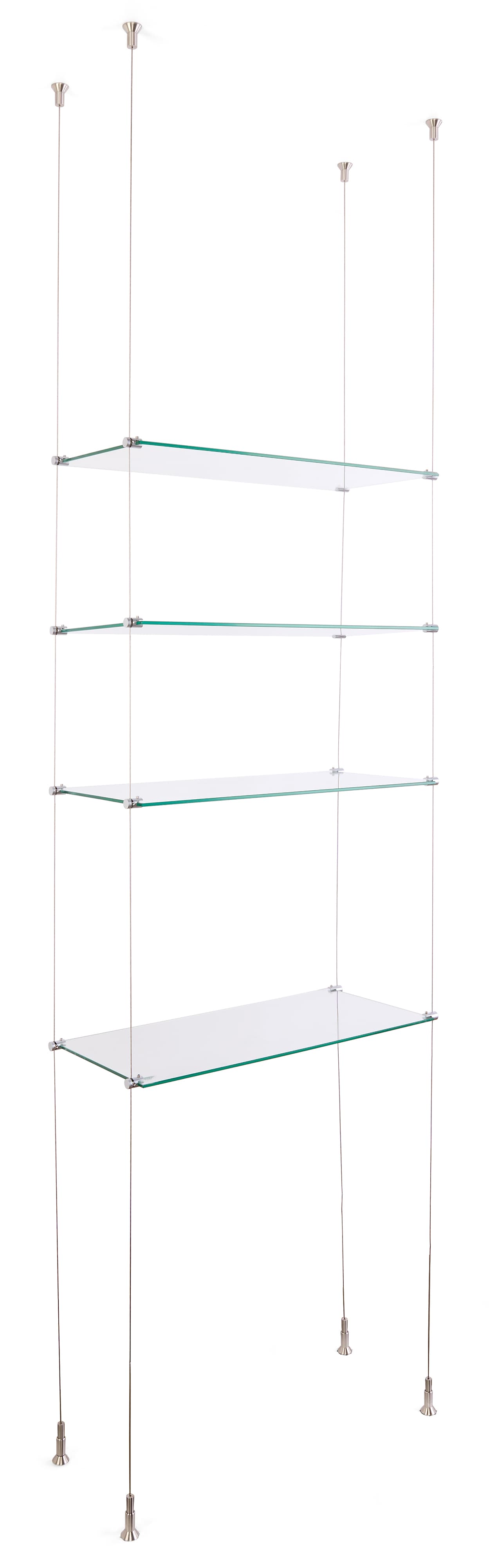 Cable suspended shelves with 80 feet of wire