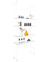 Cable suspended shelves with 36 inch shelf width