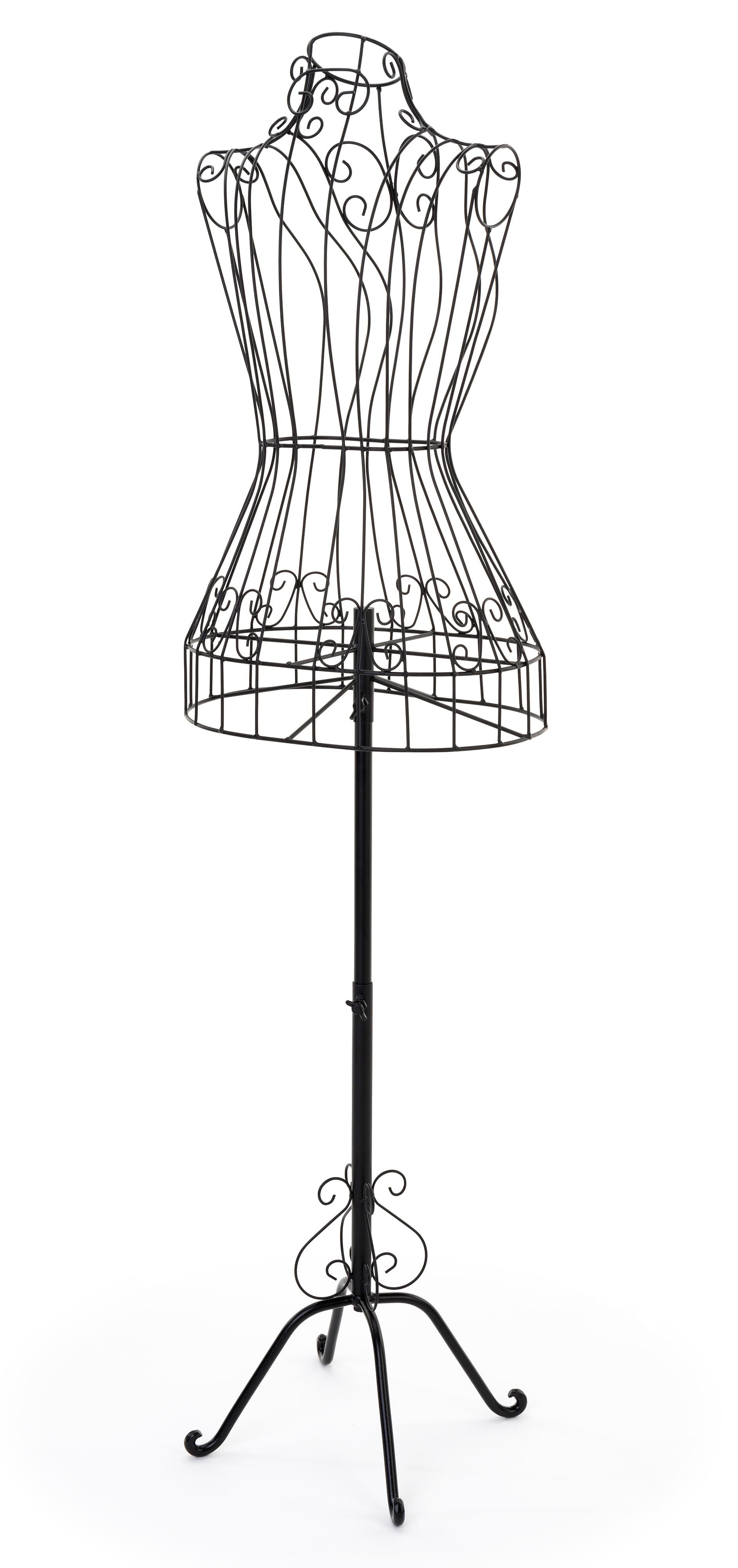 Wire dress form with black powder coated finish