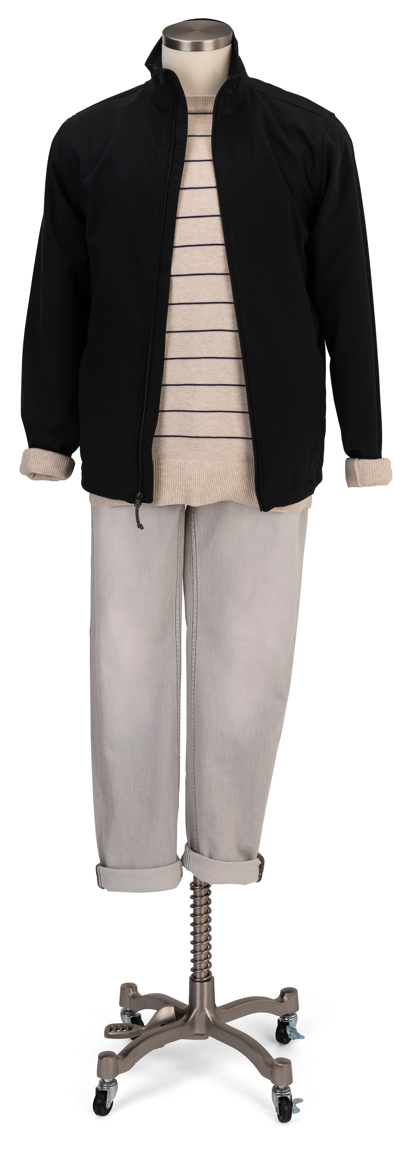 Lightweight male fabric rolling dress form weighs 9 pounds 