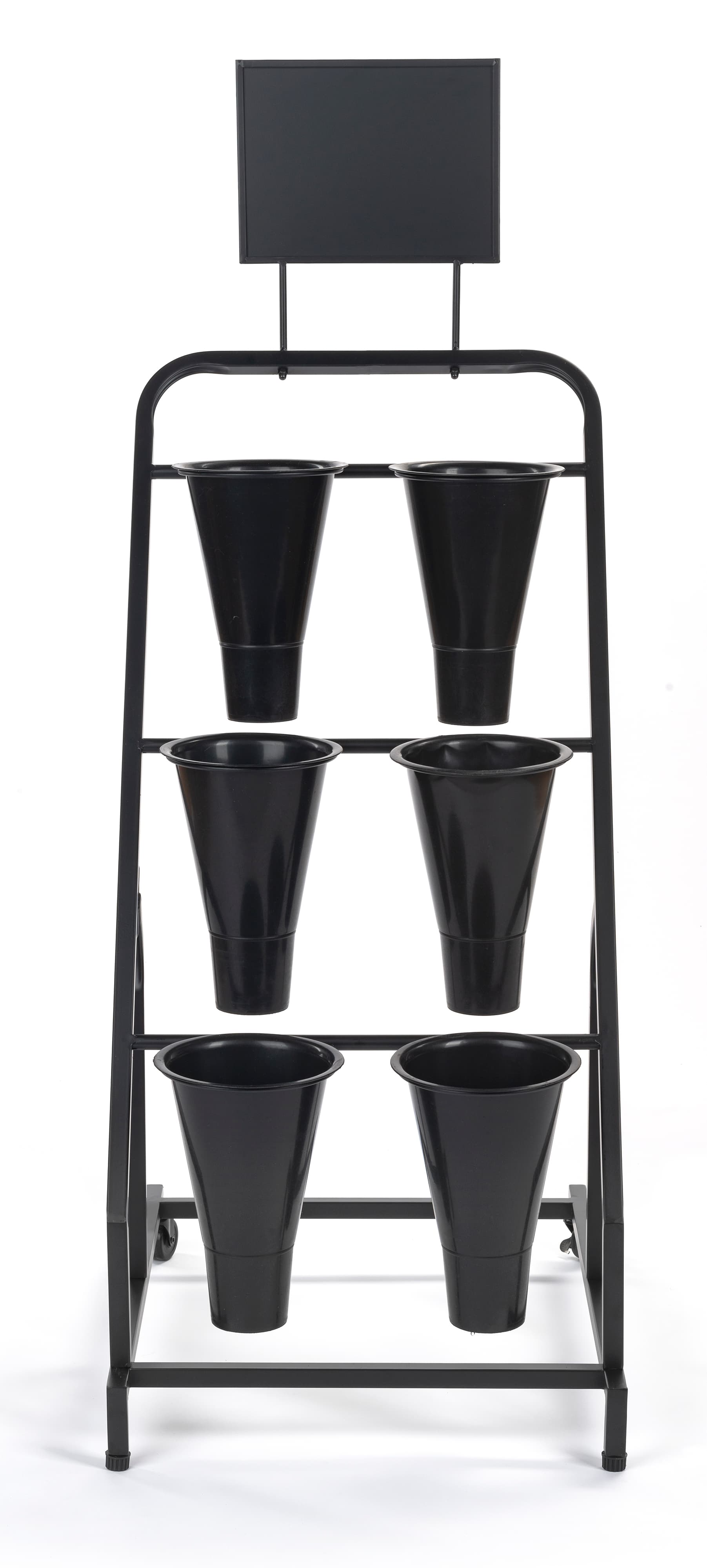 Flower bucket display stand with weatherproof design