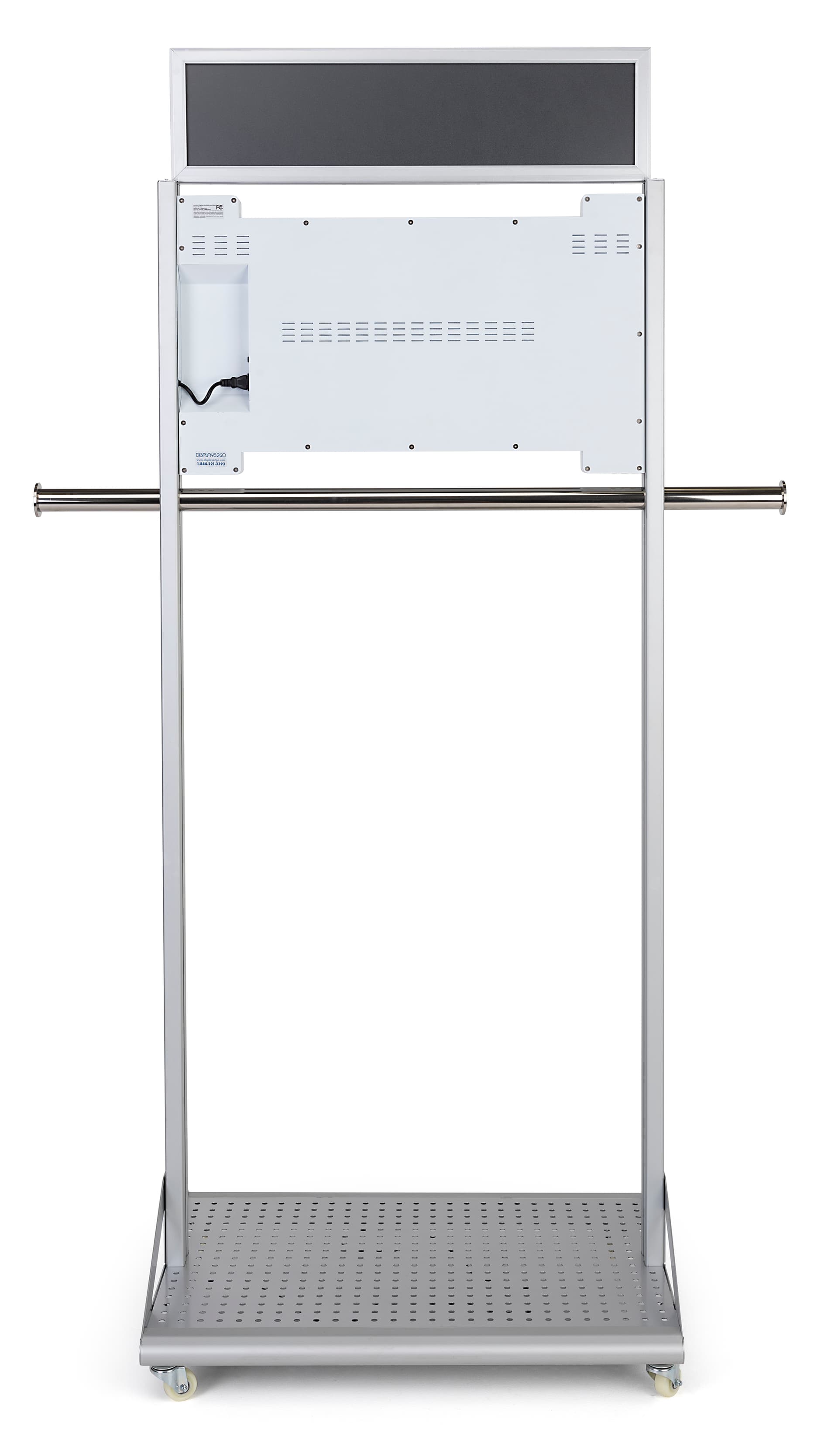 Mobile garment rack with digital sign with built in speakers
