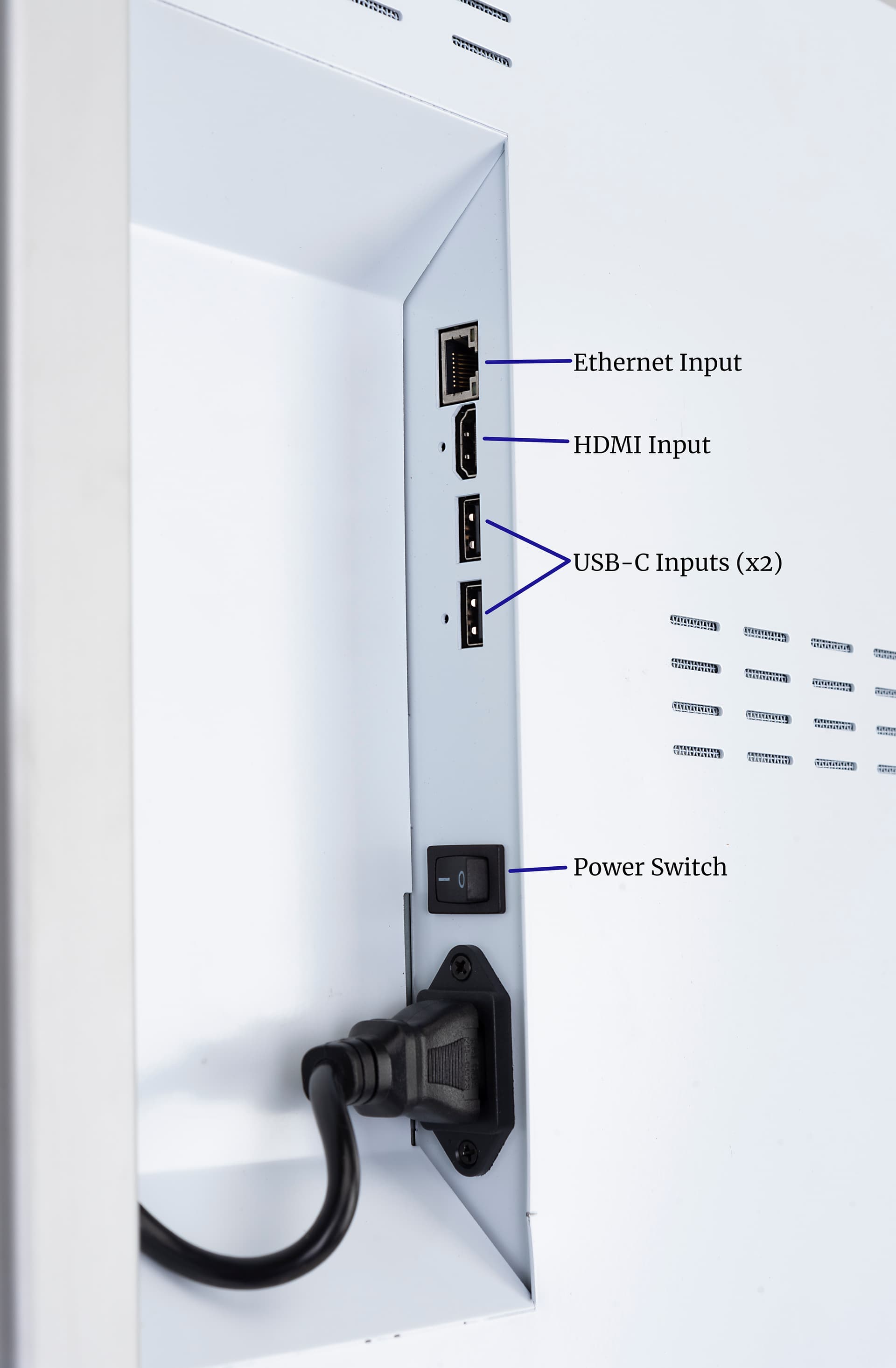 Mobile garment rack with digital sign and two USB 2.0 ports