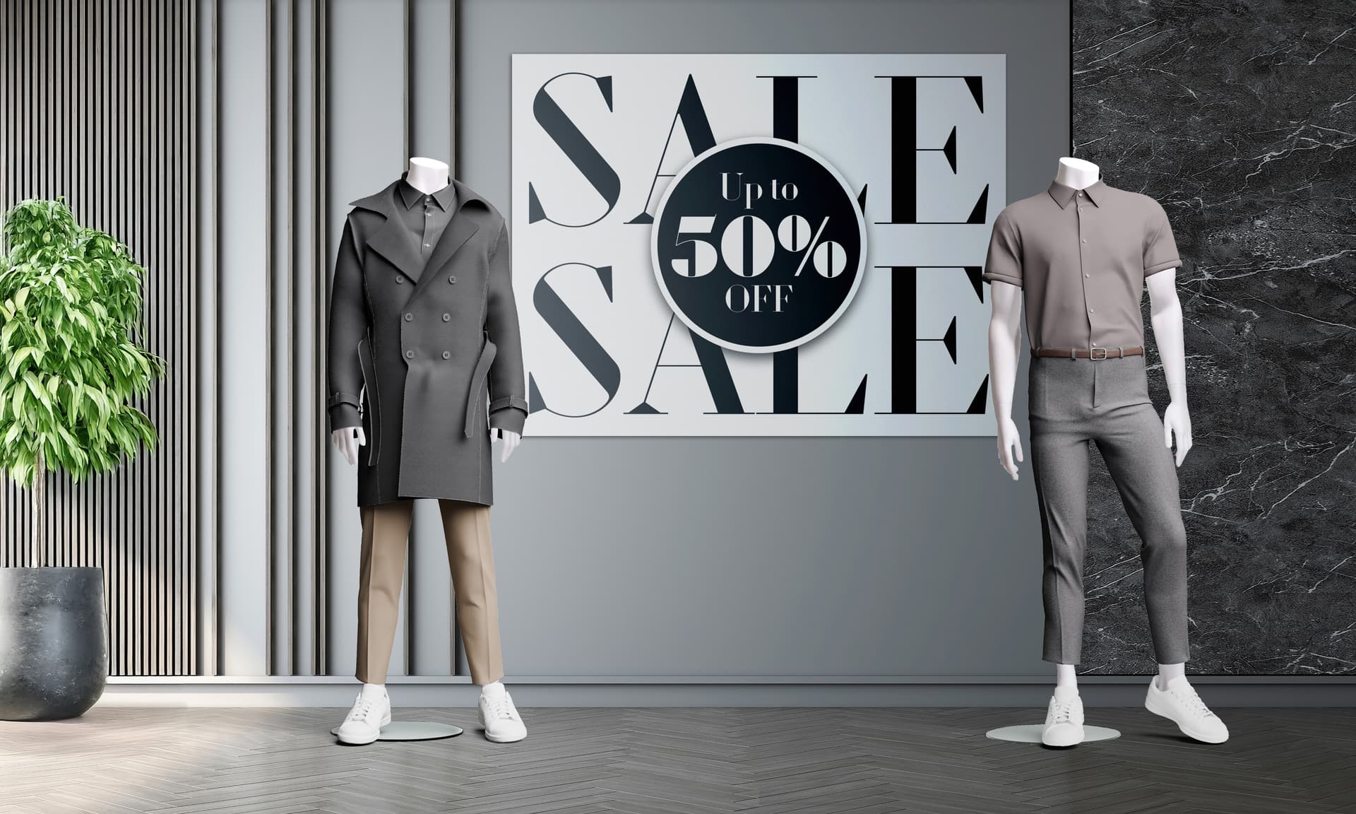 Headless mannequins in retail setting