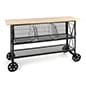 Retail Cart w/ Wheels, 47.25" W x 16.5" D x 32" H, Iron and Oak - Black