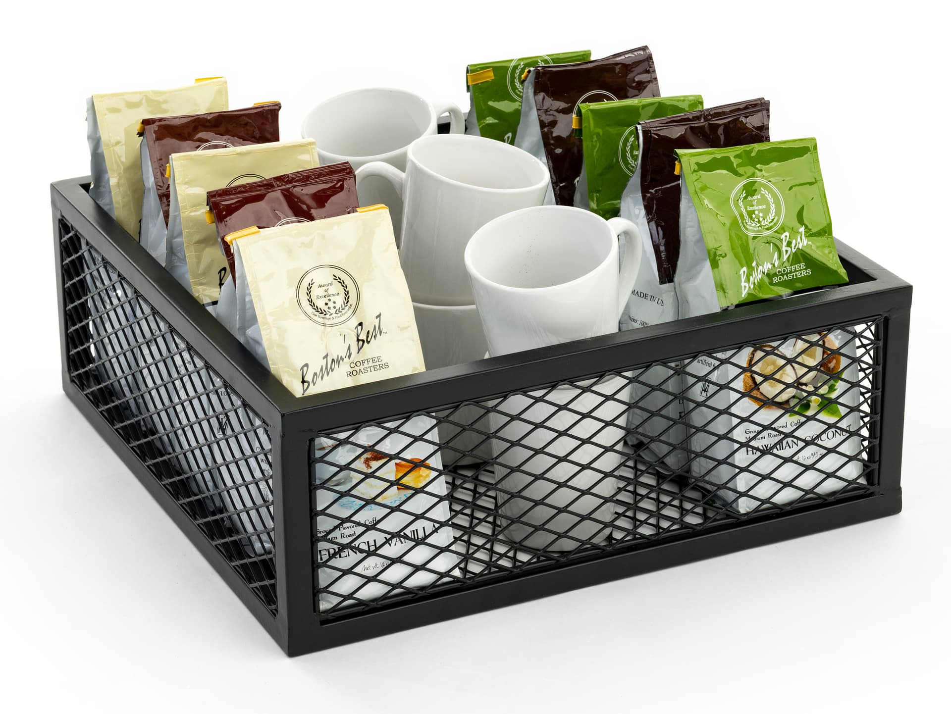 Iron mesh cube storage riser with hollow bottom