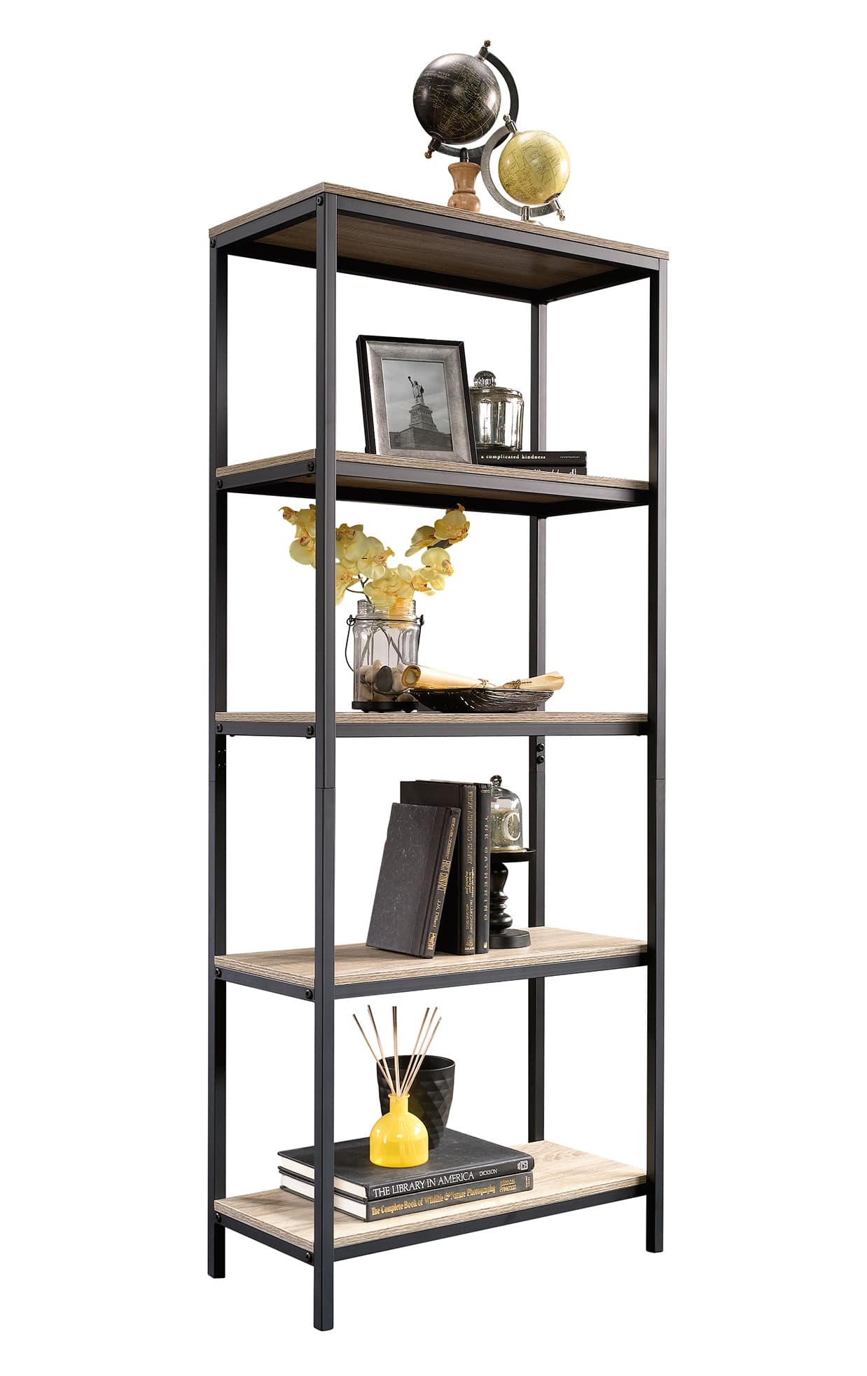 Wooden 5 tier bookshelf is easy to assemble 