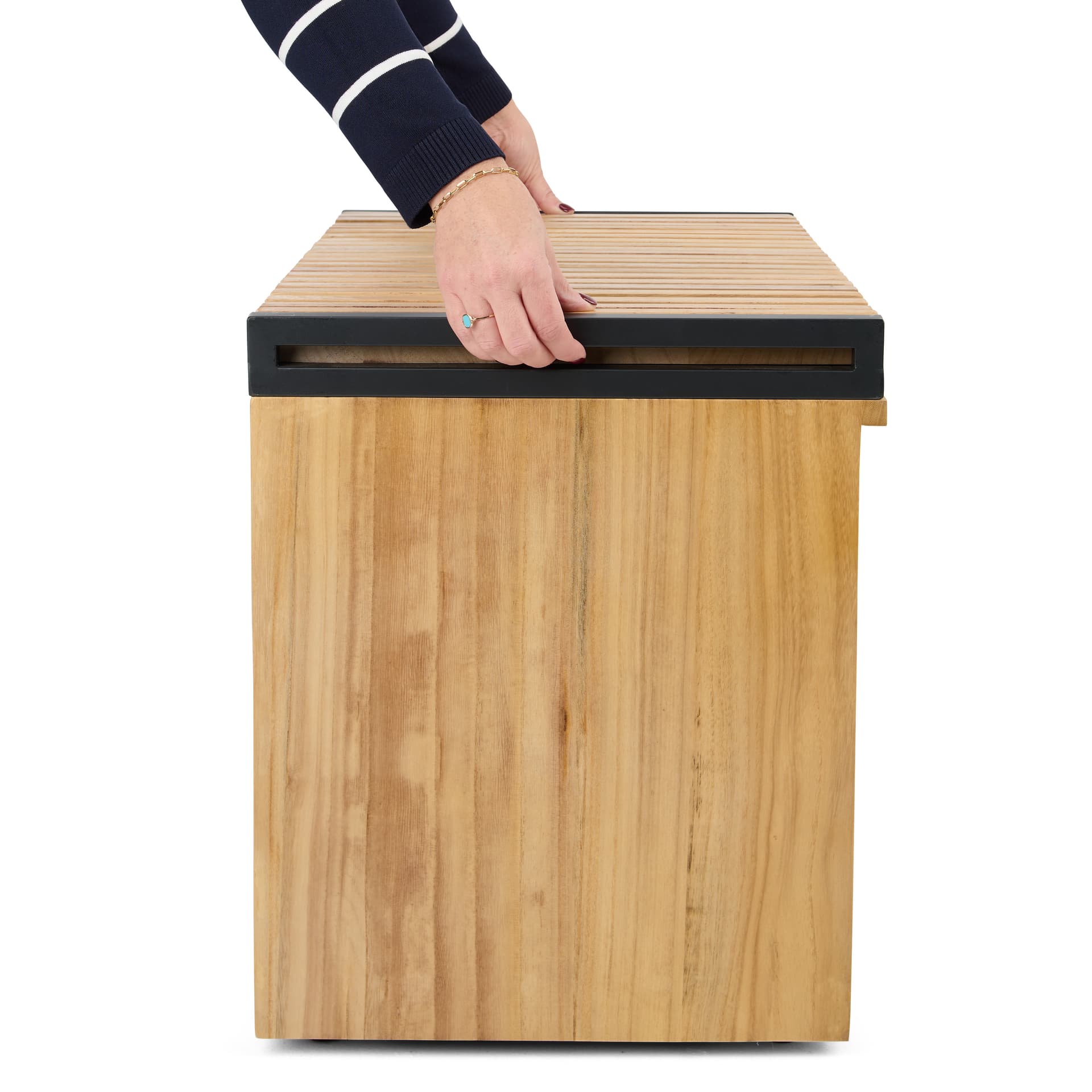 Retail display nesting tables storage bench is lightweight