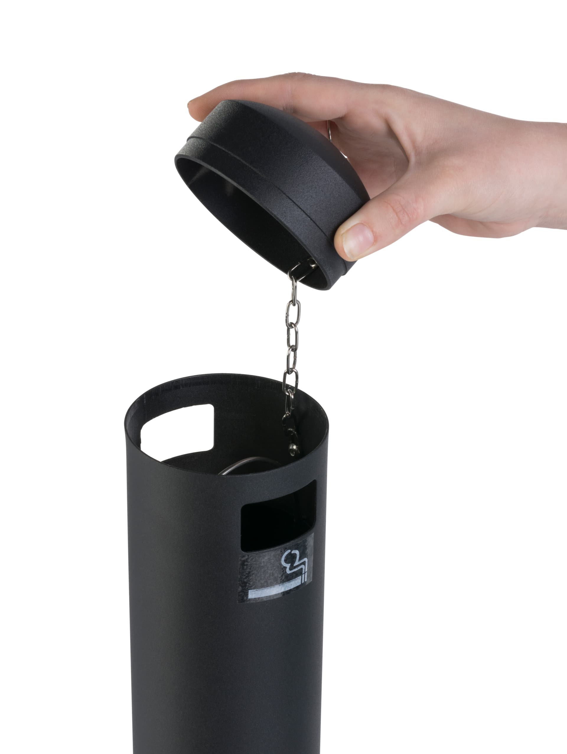 Easy to Empty Outdoor Cigarette Receptacle