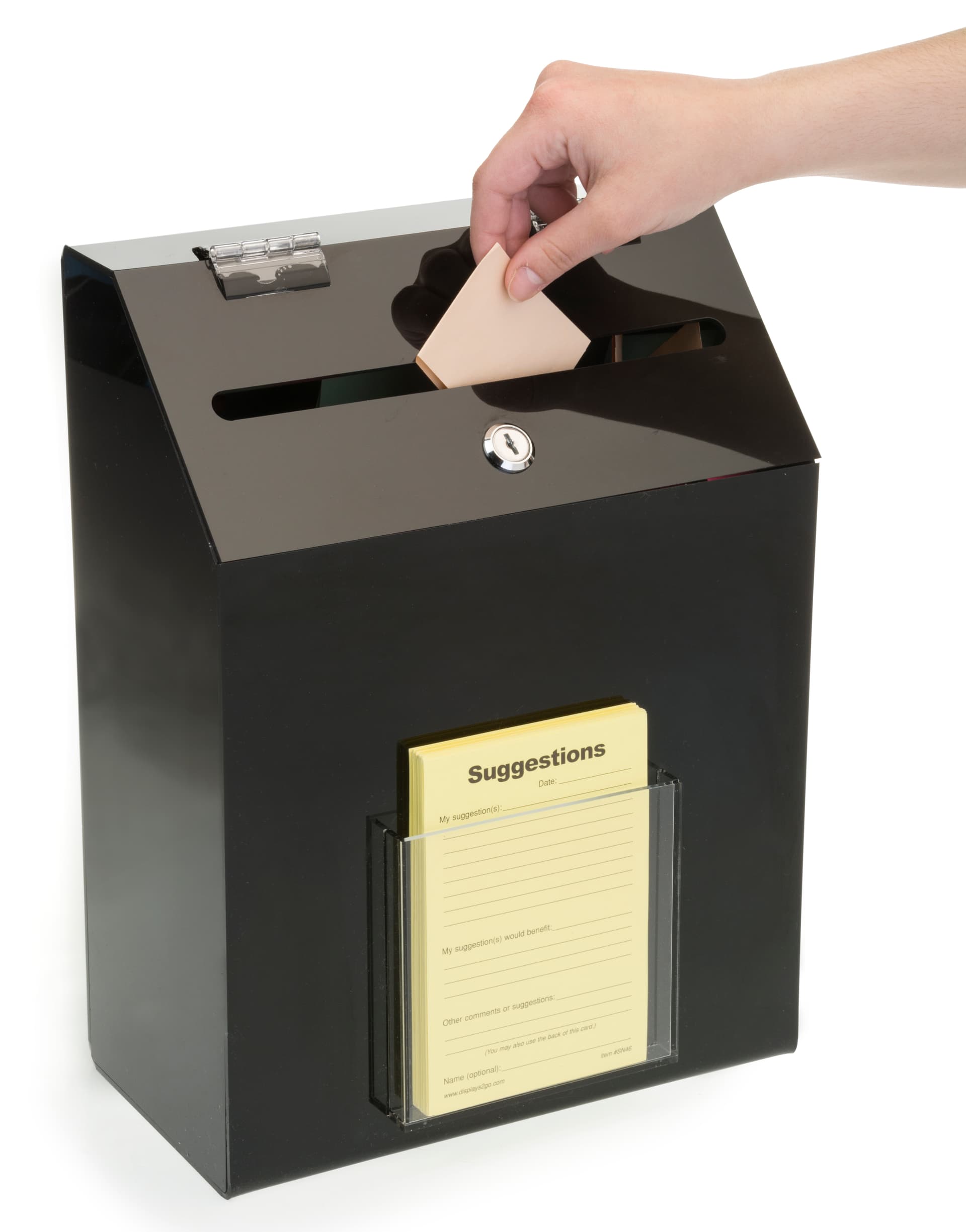 Black Recycled Acrylic Suggestion Box with wall mounting design