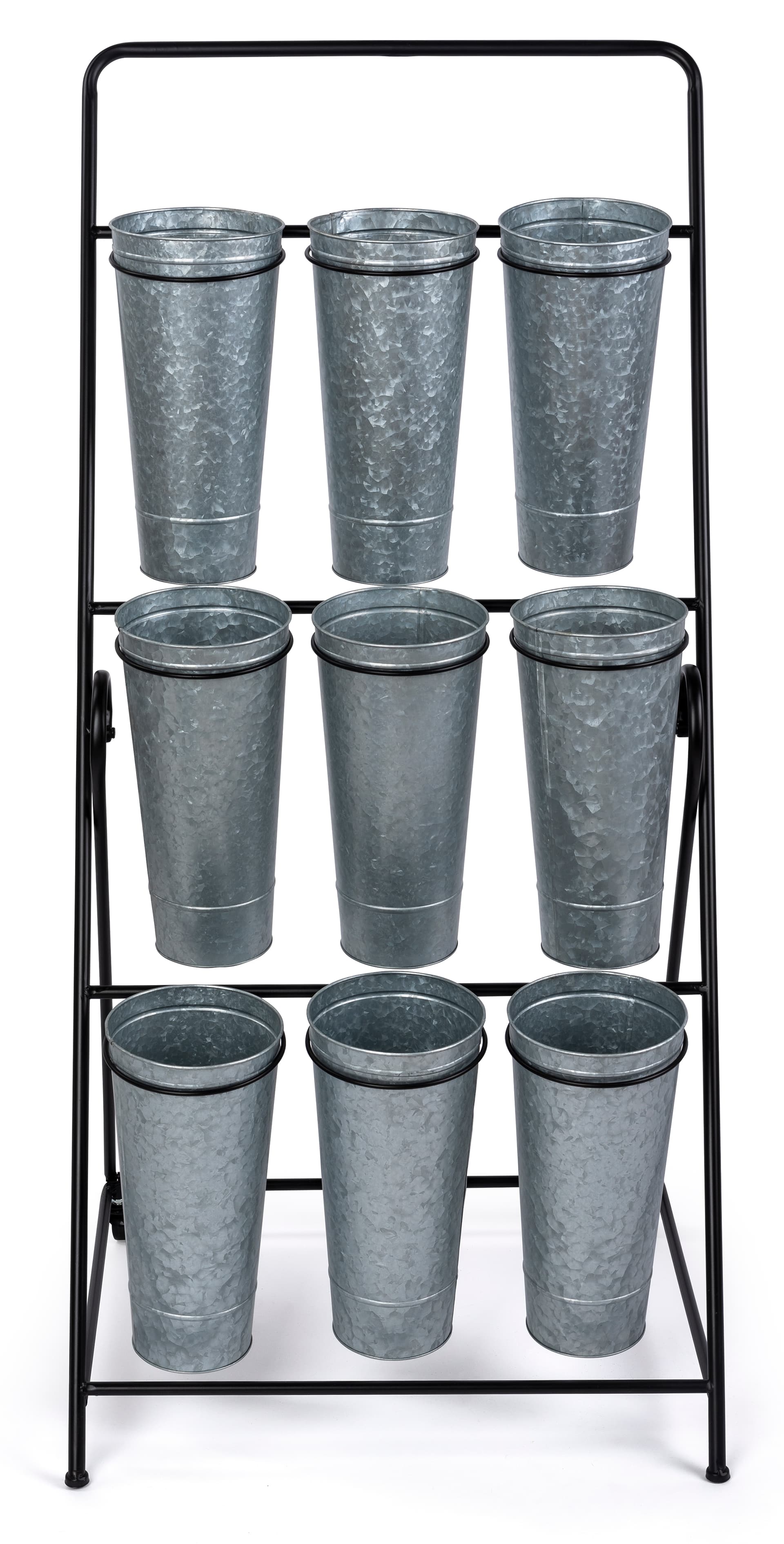3-Layer Flower Bucket Rack | Holds 9 Bouquets | Displays2Go