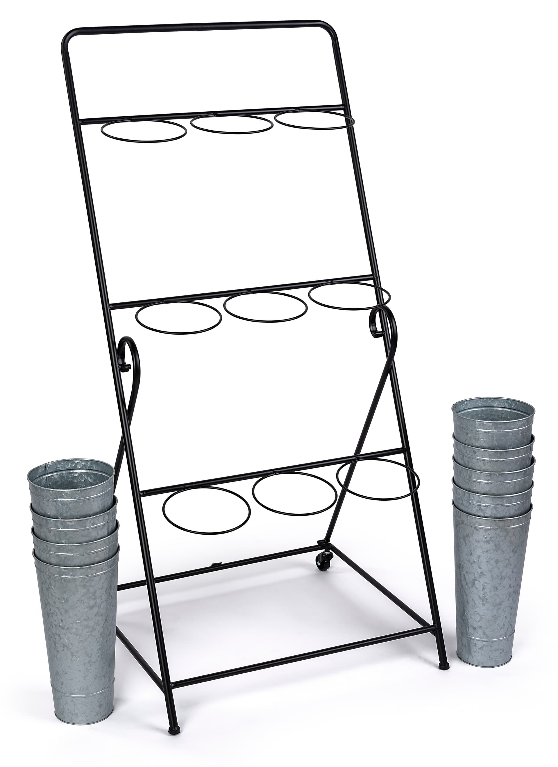 3-layer flower bucket rack with portable design