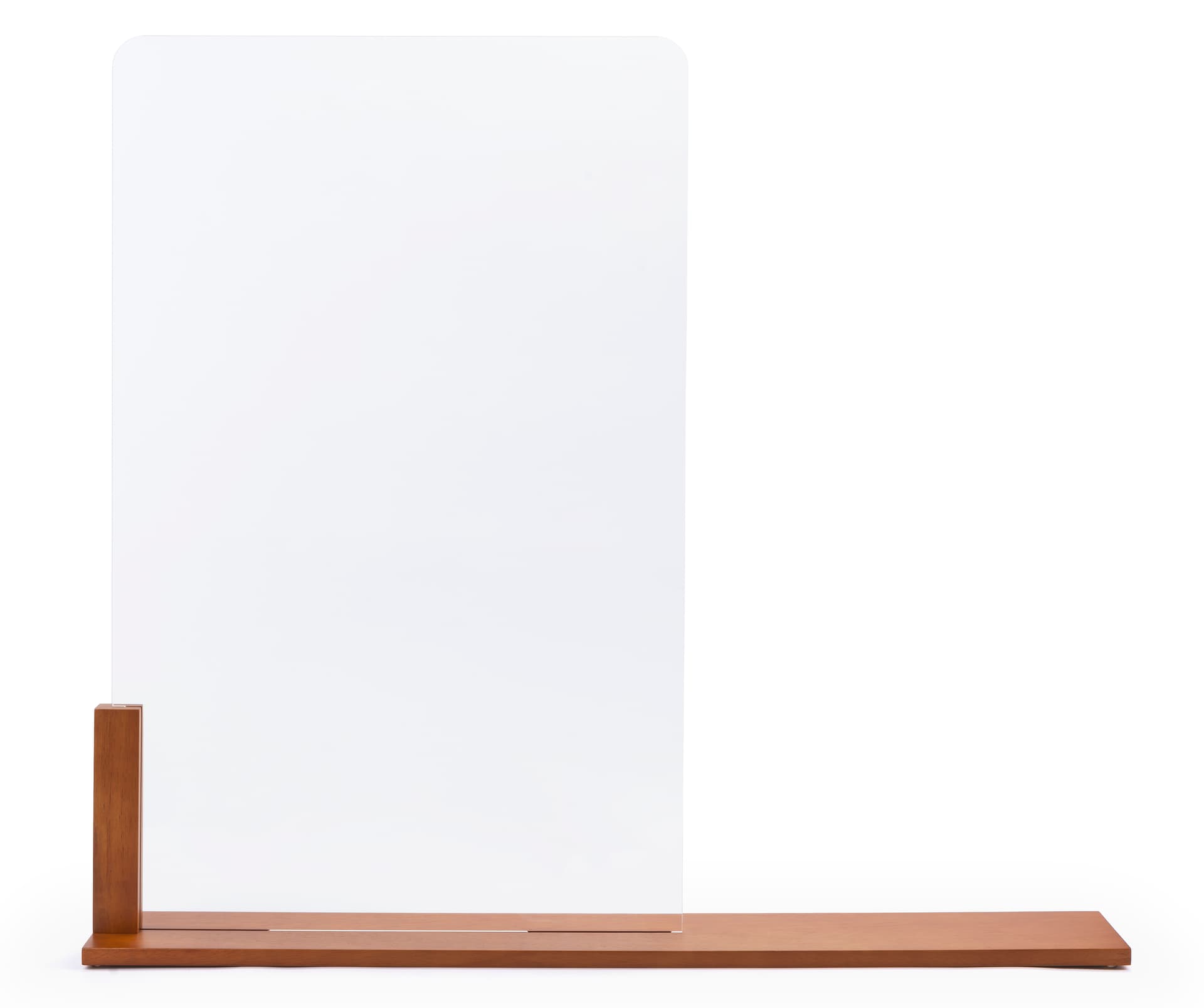 Wood-framed vertical hygiene barrier with countertop placement style