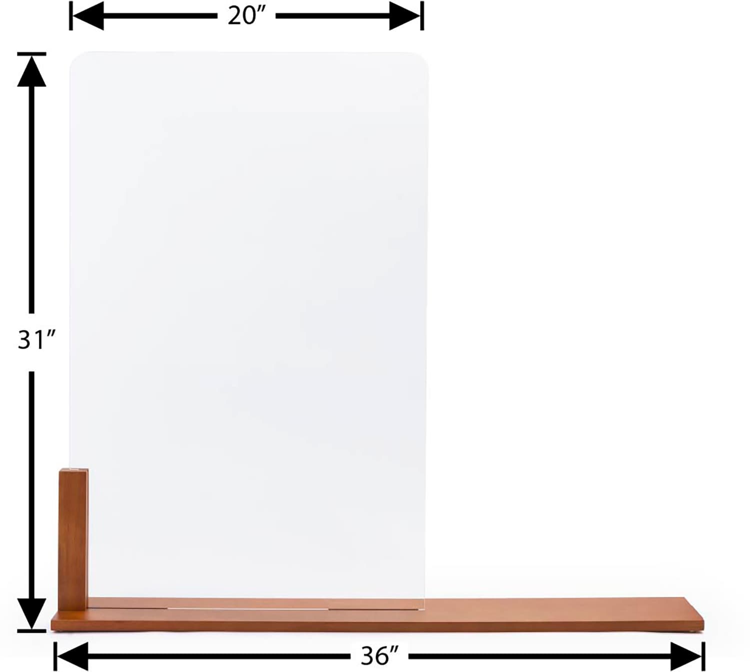 Wood framed vertical hygiene barrier with overall width of 36 inches