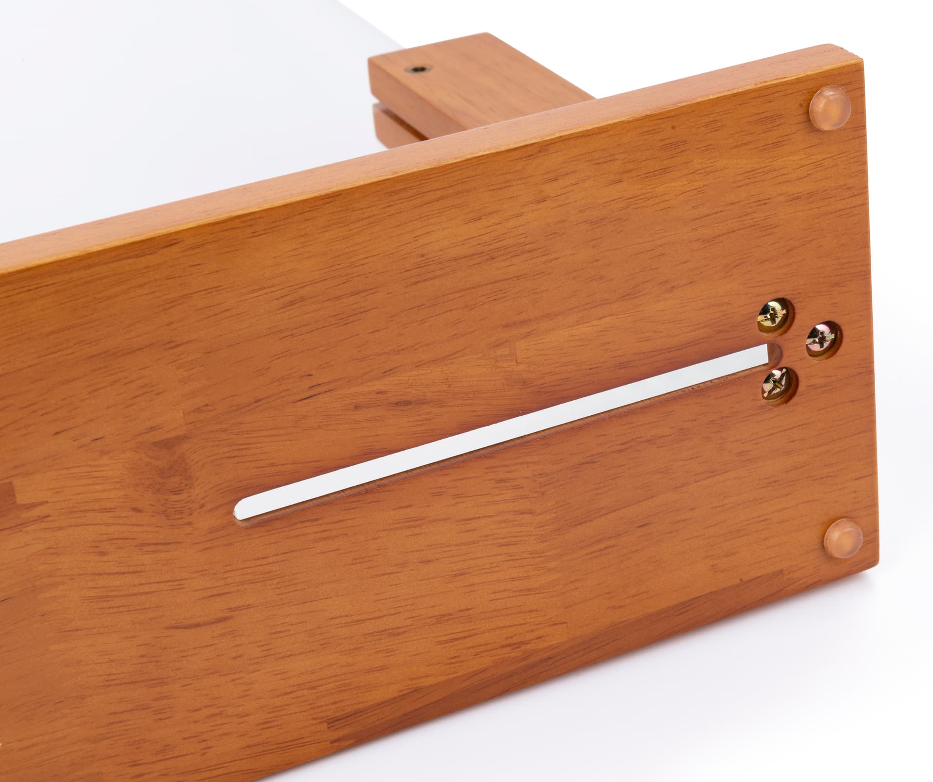 Upscale wood-framed sneeze guard with passthrough with rubber footings