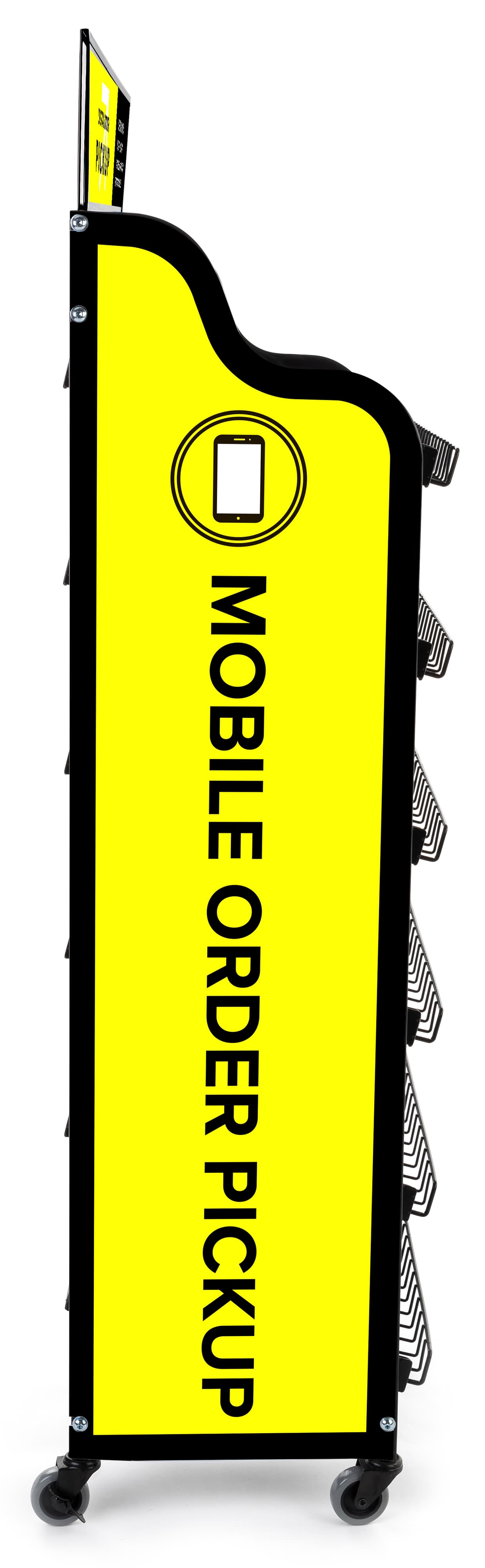 Mobile order pickup stand for indoor or outdoor use 
