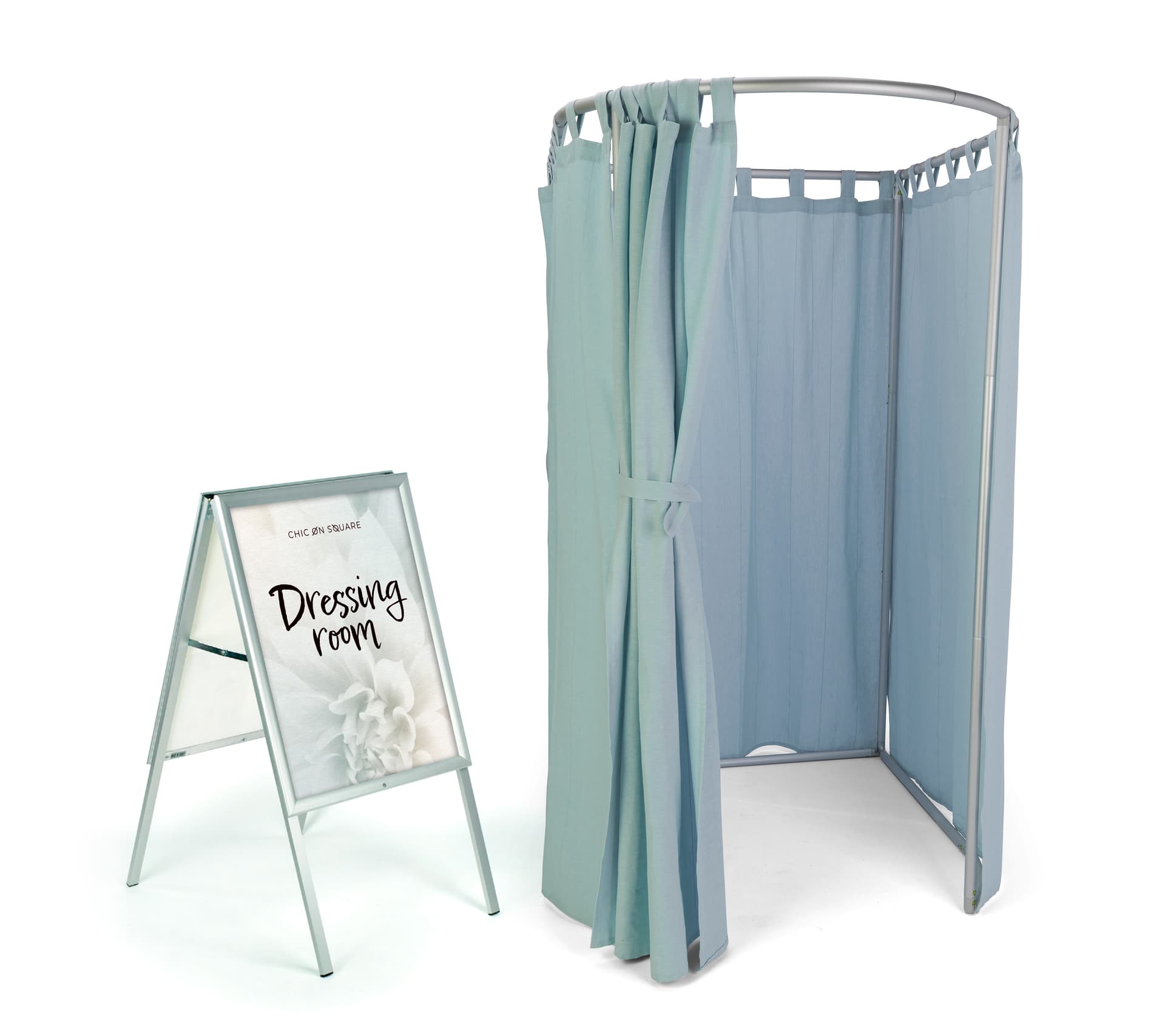 Portable dressing room with overall depth of 60 inches