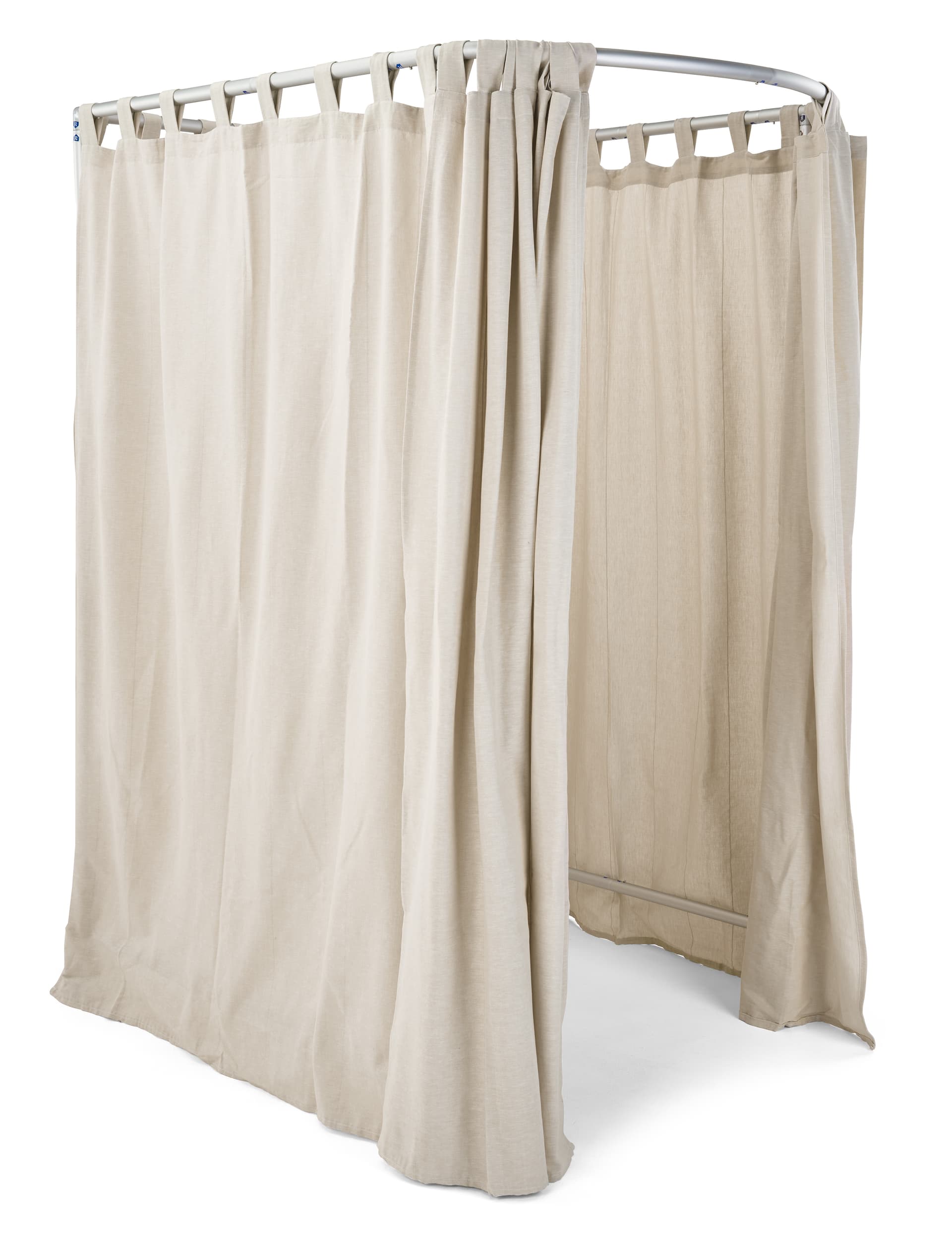 Mobile fitting room frame with freestanding 84.5 inch tall design
