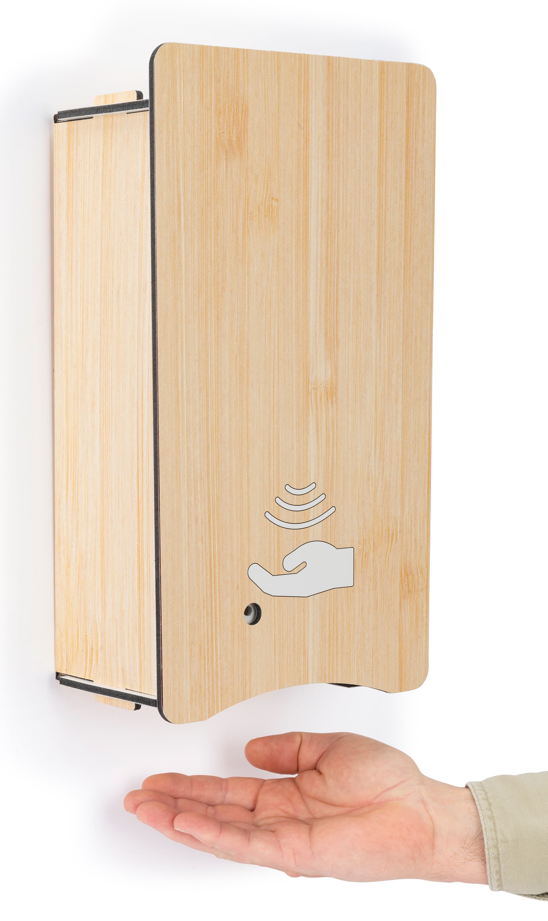 Wall mount sanitizer with dispenser cover requires four C cell batteries