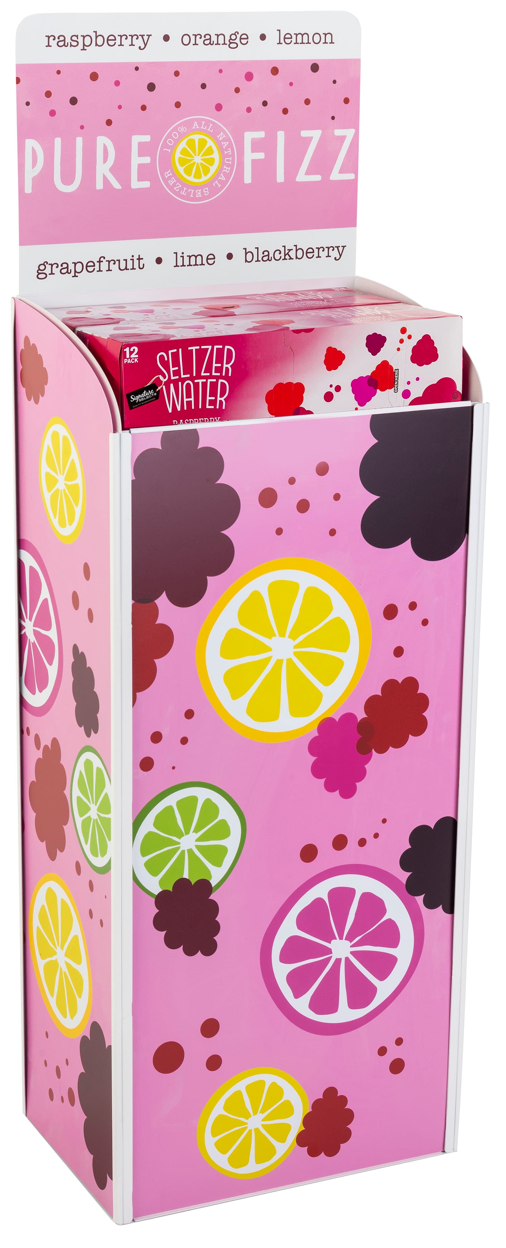 Custom retail beverage rack with 25 pound maximum weight capacity 
