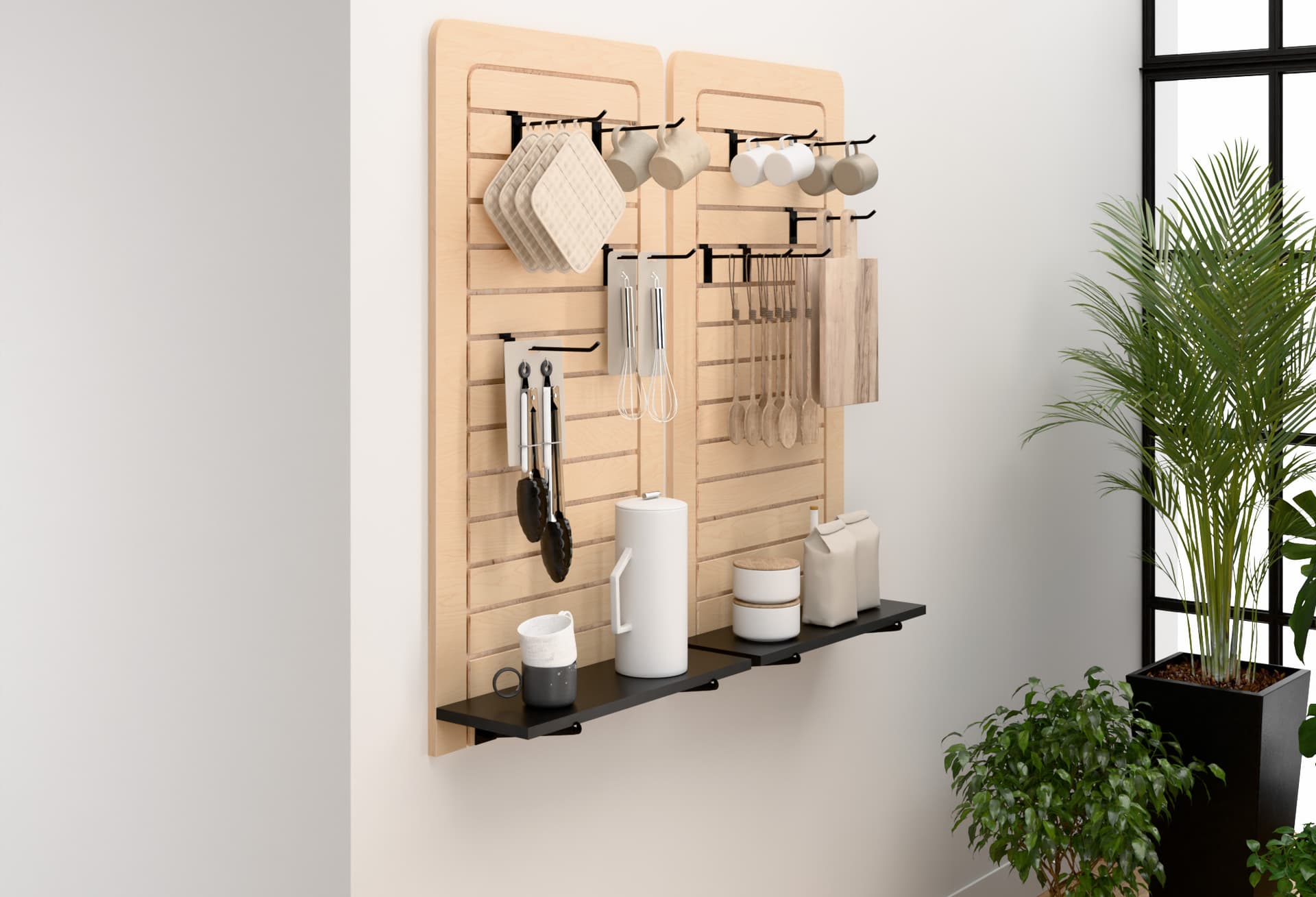 Retail slatwall panels in retail setting