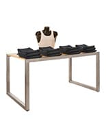 Retail  table with satin chrome base