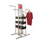 4-Way Display Clothing Display Rack with Four 16" Arms, Sign Frame - Silver 
