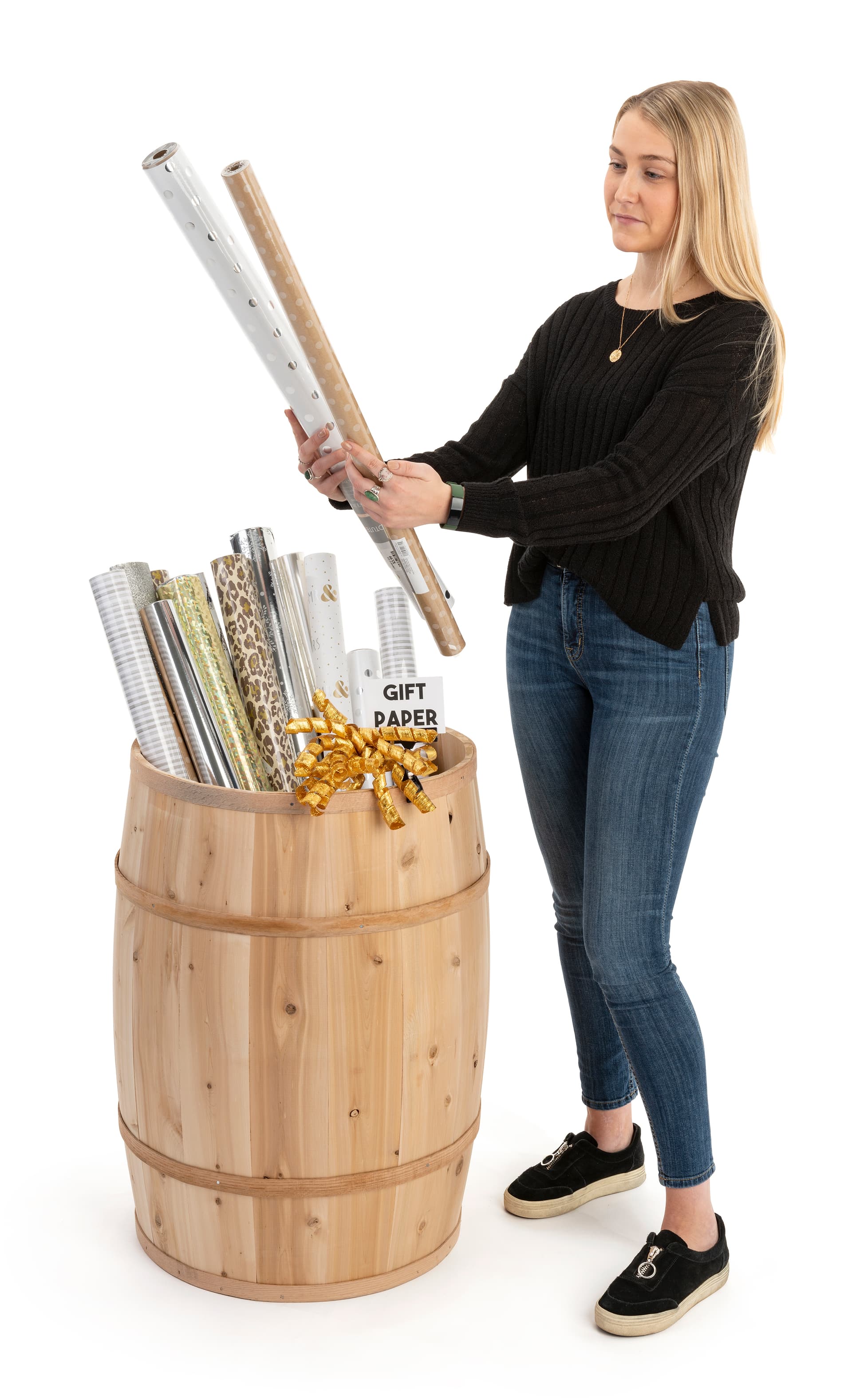 Wooden Display Barrel | Smooth Exterior Finish | Displays2Go