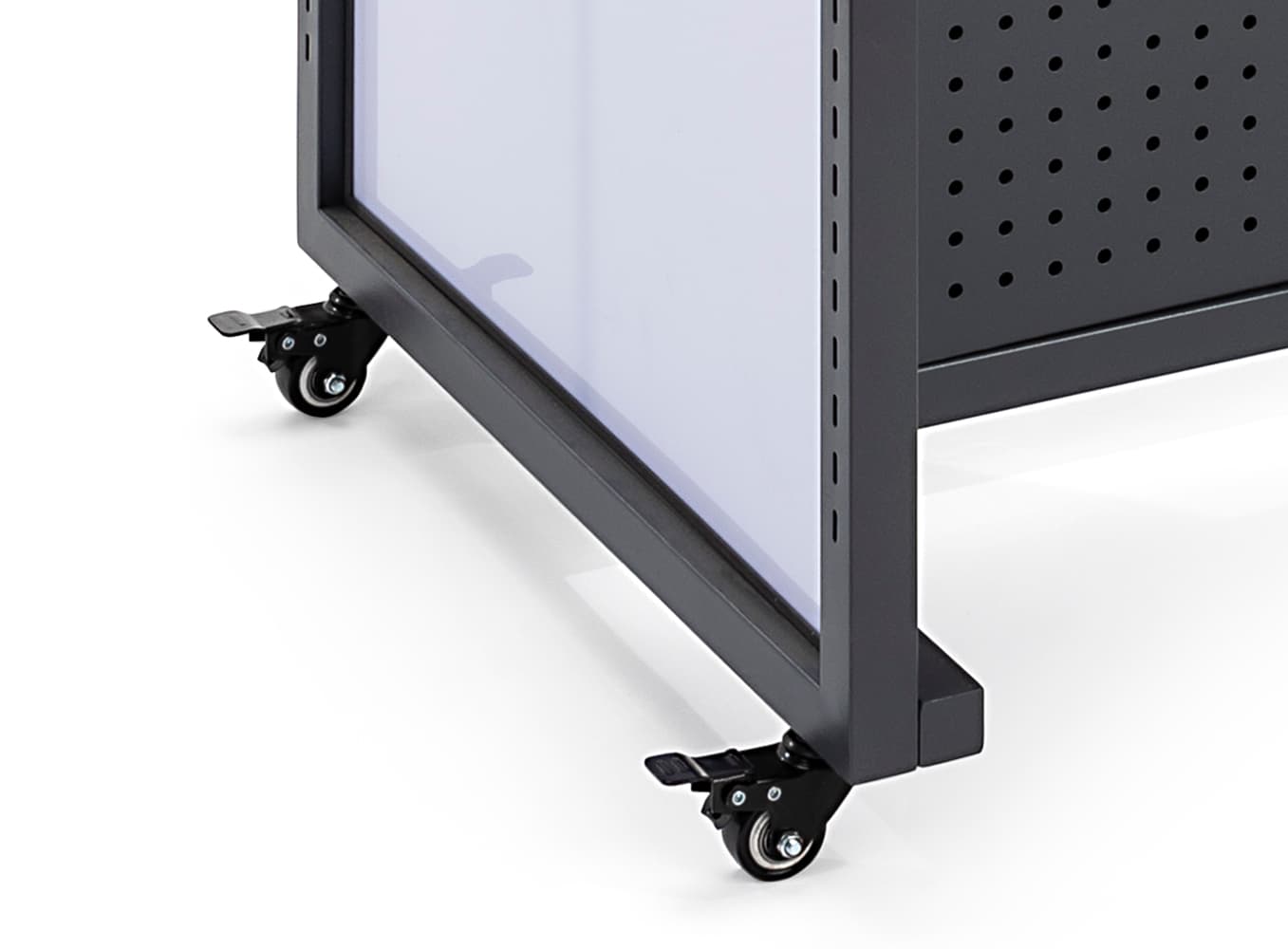 Rolling modular gondola unit with locking wheels